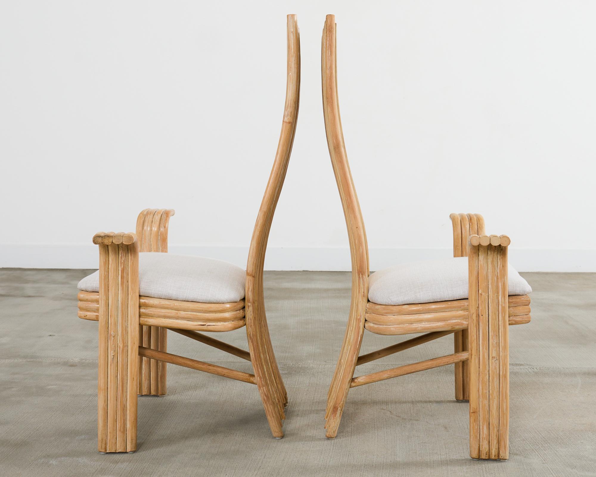 Poltrone da pranzo in rattan organico moderno stile McGuire Mackintosh in vendita 3