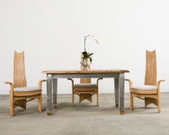 McGuire Mackintosh Style Organic Modern Rattan Dining Armchairs