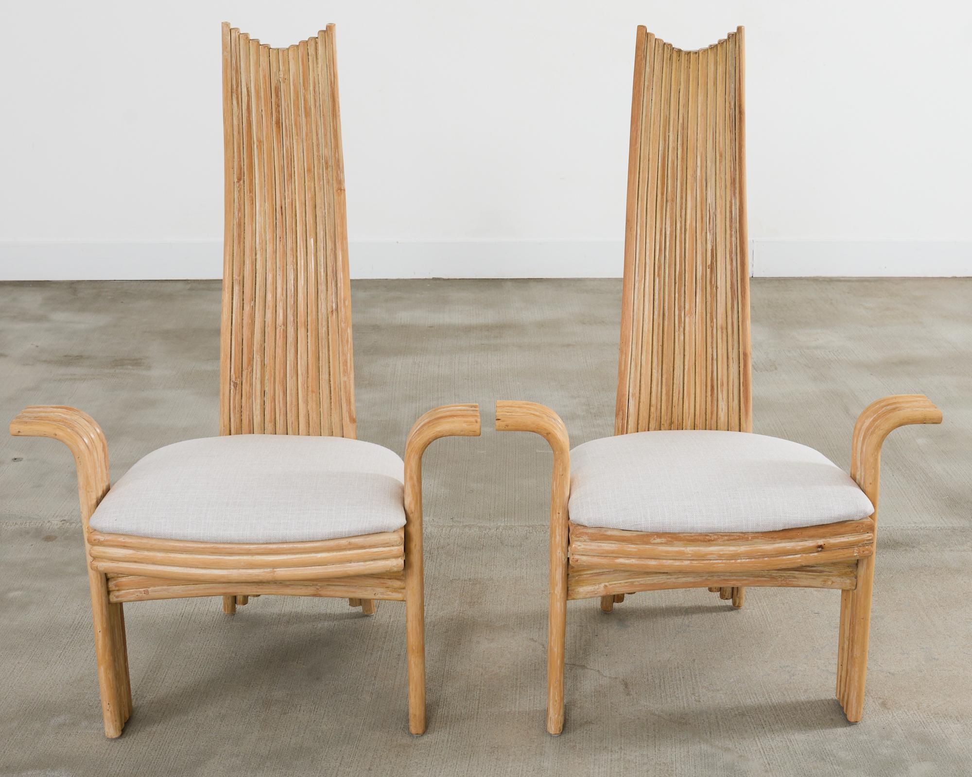 Sbiancato Poltrone da pranzo in rattan organico moderno stile McGuire Mackintosh in vendita