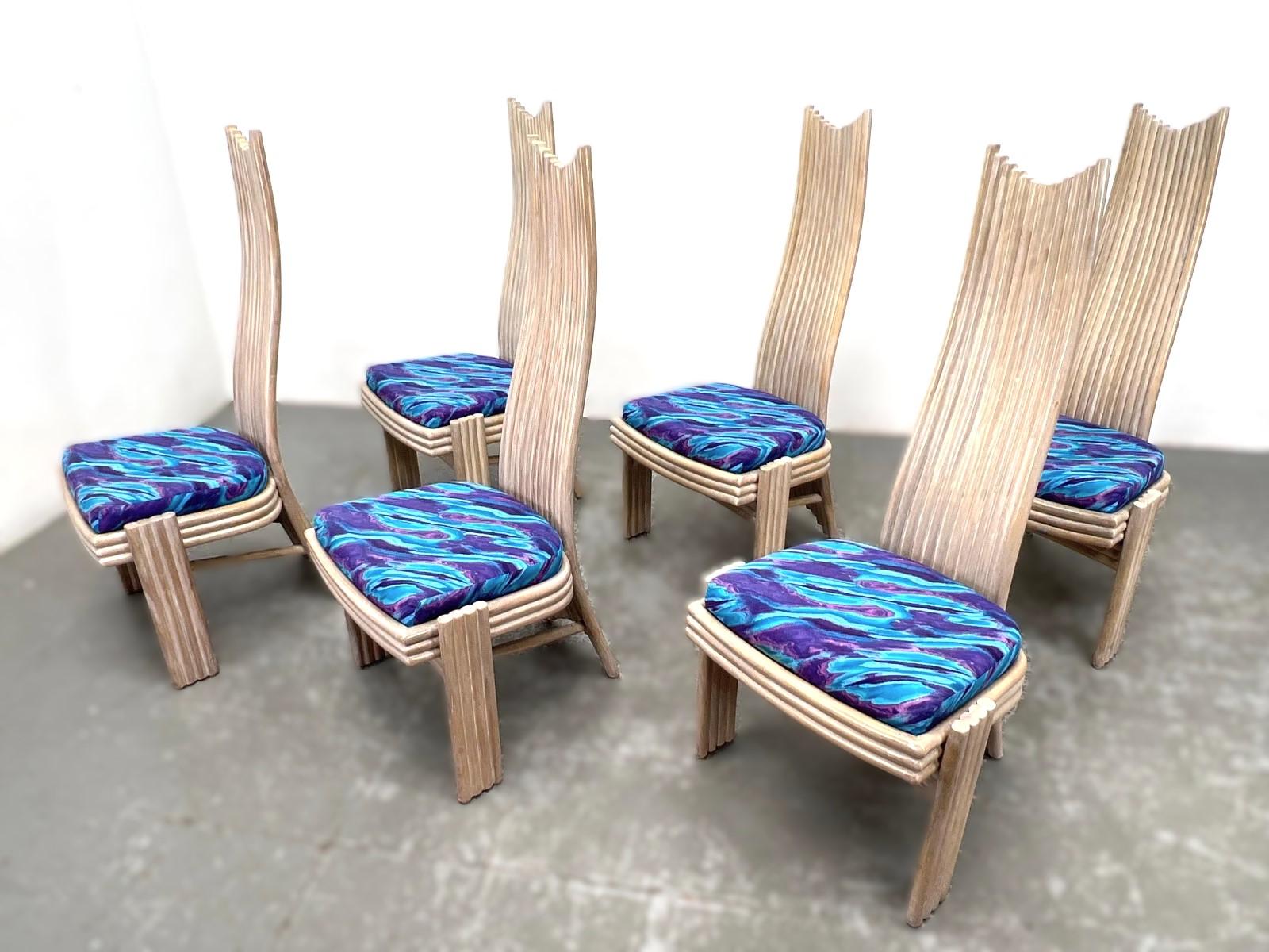 McGuire Mackintosh Style Sculptural Organic Modern Rattan Dining Chairs en vente 3