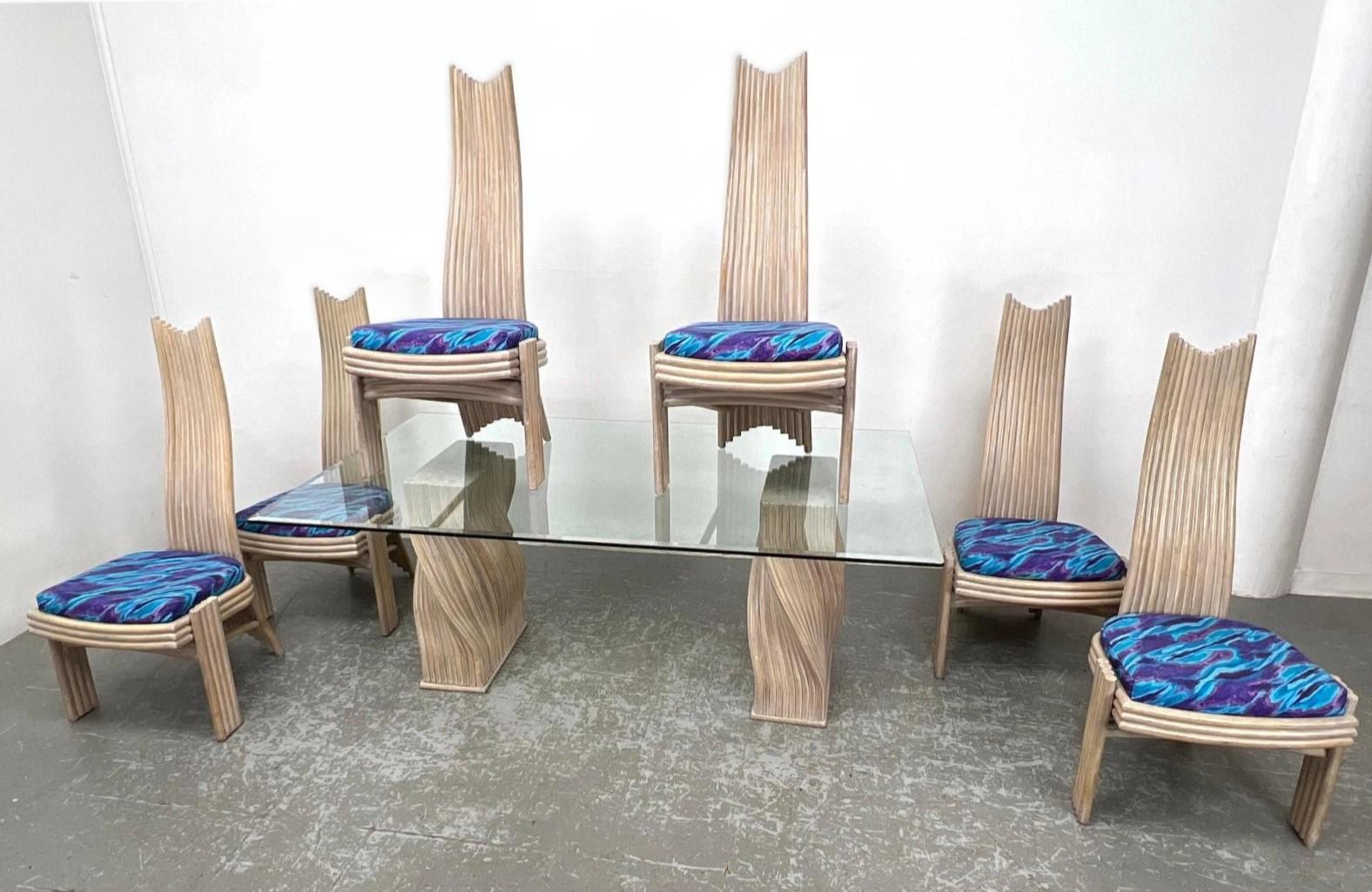 McGuire Mackintosh Style Sculptural Organic Modern Rattan Dining Chairs en vente 5