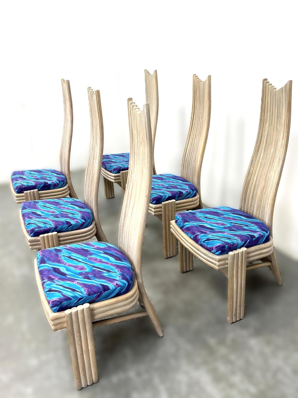 McGuire Mackintosh Style Sculptural Organic Modern Rattan Dining Chairs en vente 6