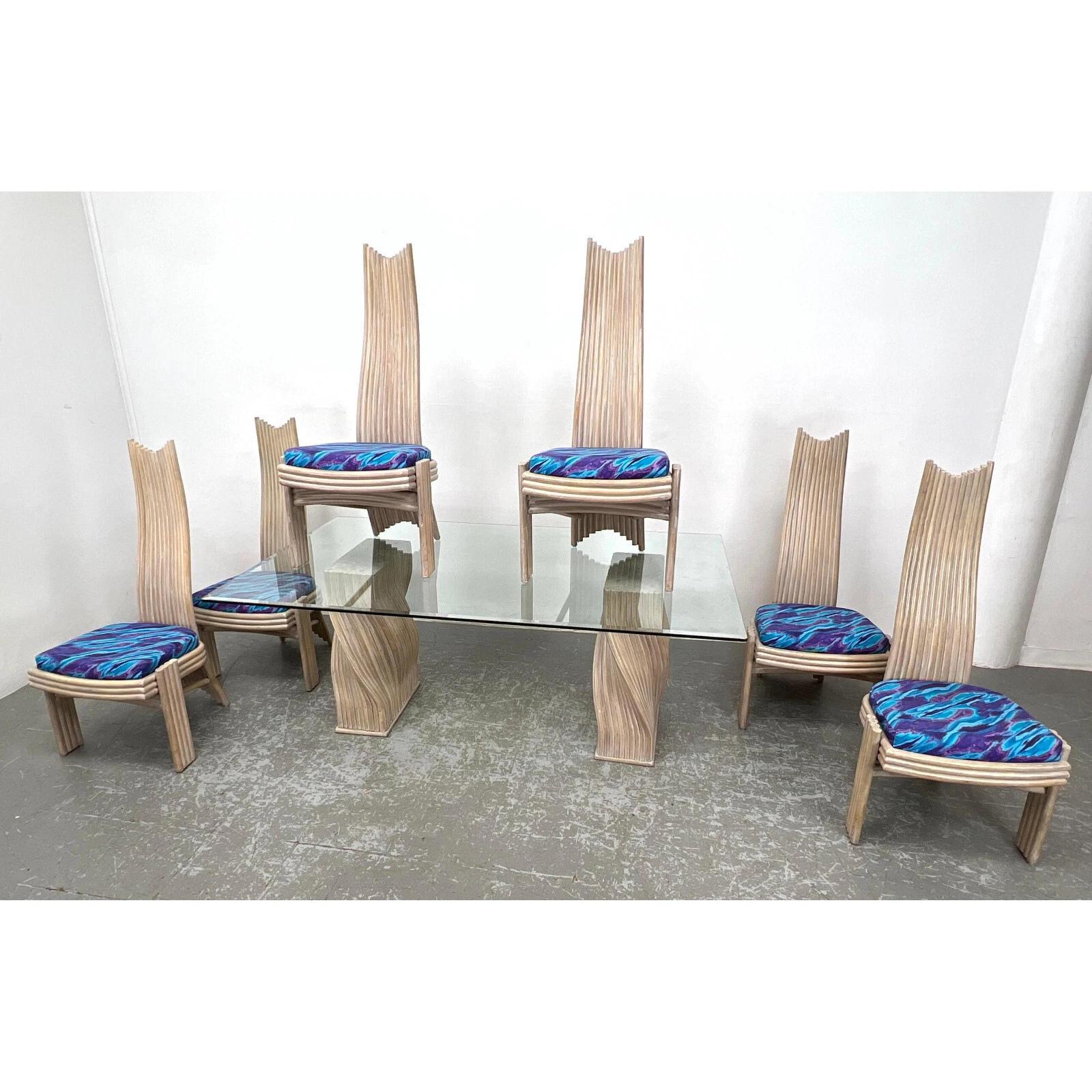 McGuire Mackintosh Style Sculptural Organic Modern Rattan Dining Chairs en vente 7