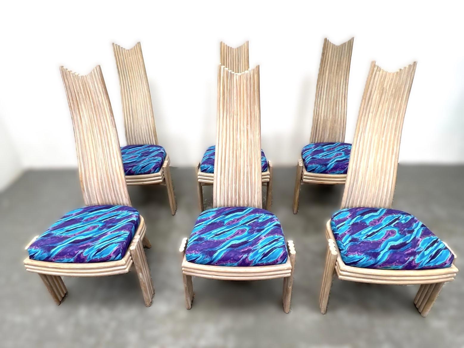 20ième siècle McGuire Mackintosh Style Sculptural Organic Modern Rattan Dining Chairs en vente