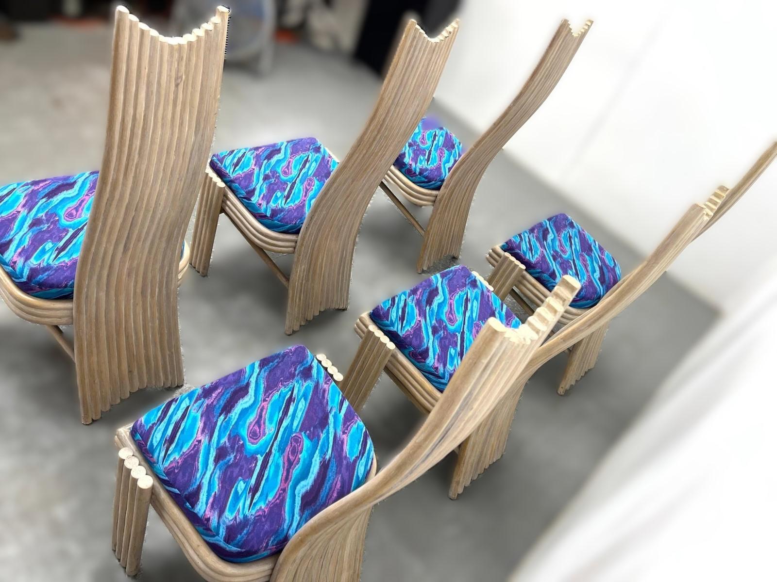 McGuire Mackintosh Style Sculptural Organic Modern Rattan Dining Chairs en vente 1