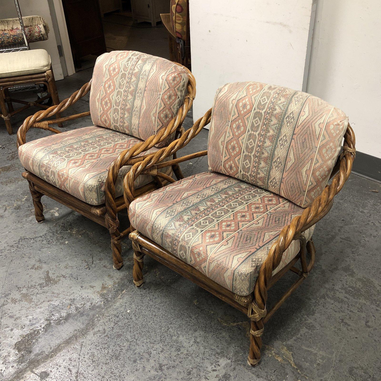 McGuire Mid-20th Century Twisted Arm Lounge Chairs, a Pair For Sale 6