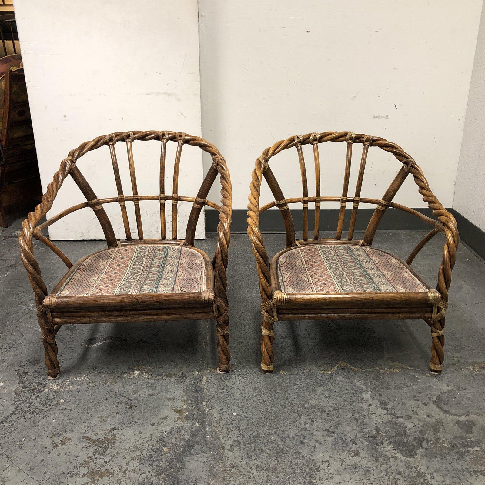 McGuire Mid-20th Century Twisted Arm Lounge Chairs, a Pair For Sale 9