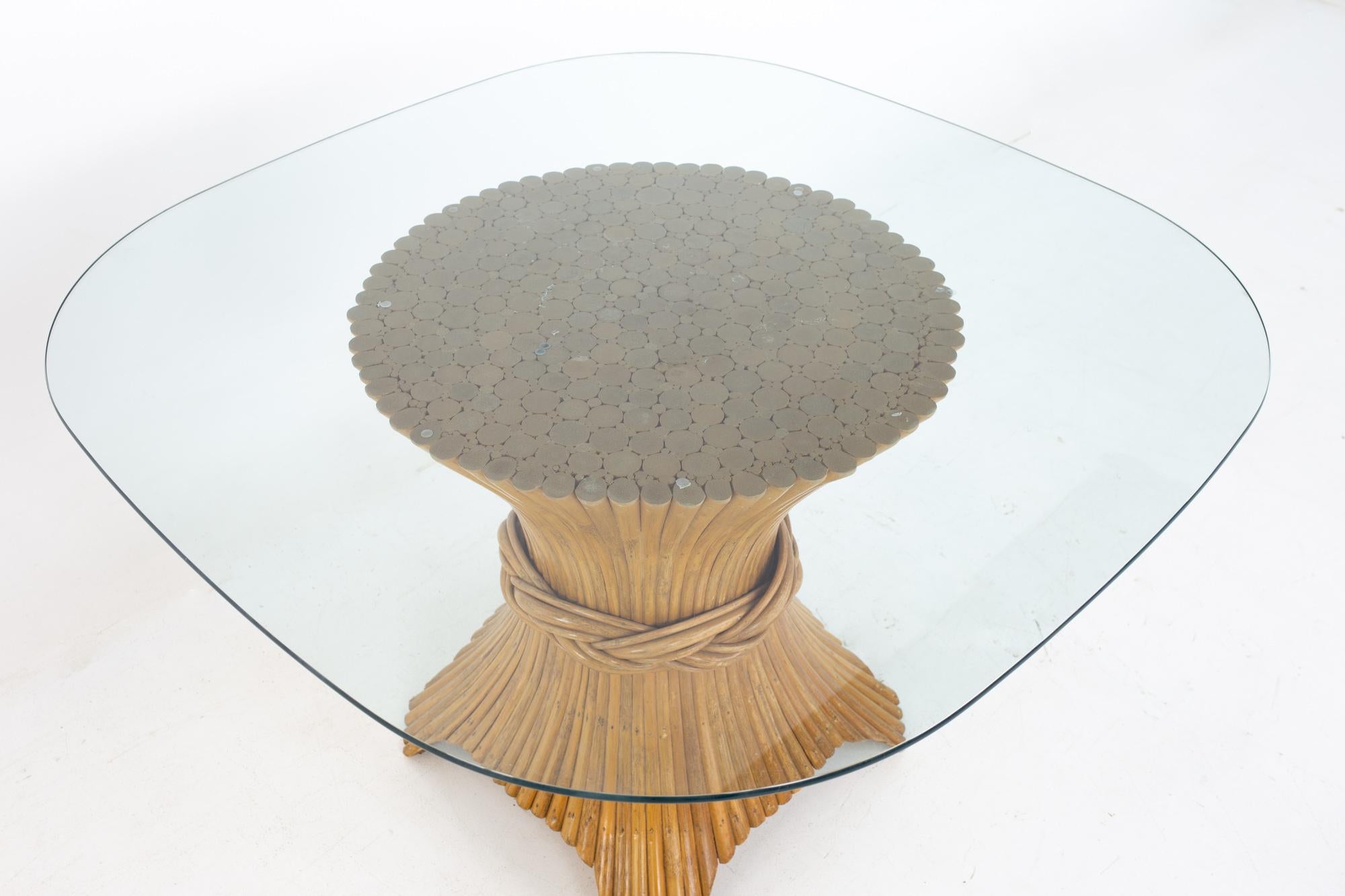 McGuire Mid Century Bamboo Sheath Glass Dining Table In Good Condition In Countryside, IL