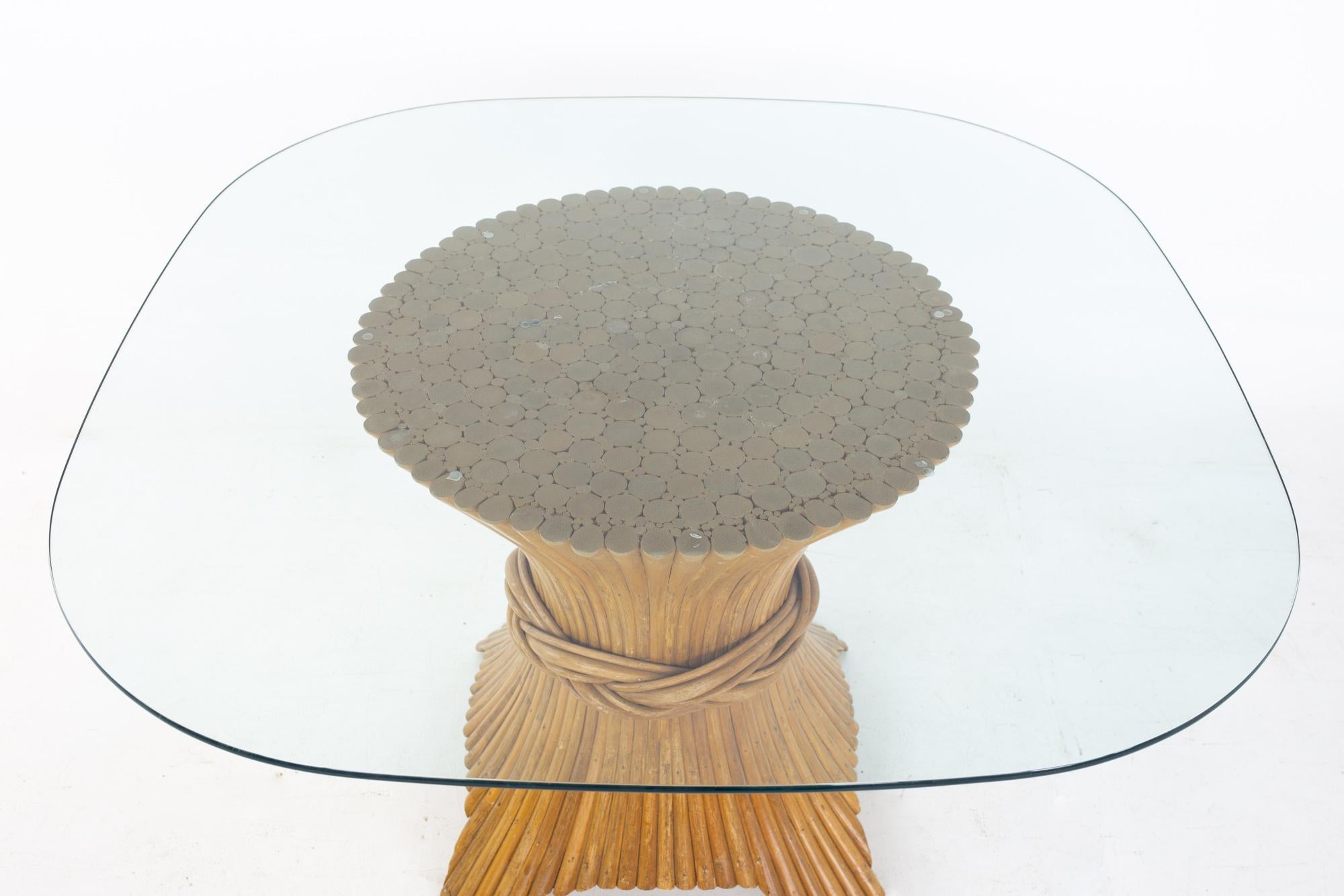 Late 20th Century McGuire Mid Century Bamboo Sheath Glass Dining Table