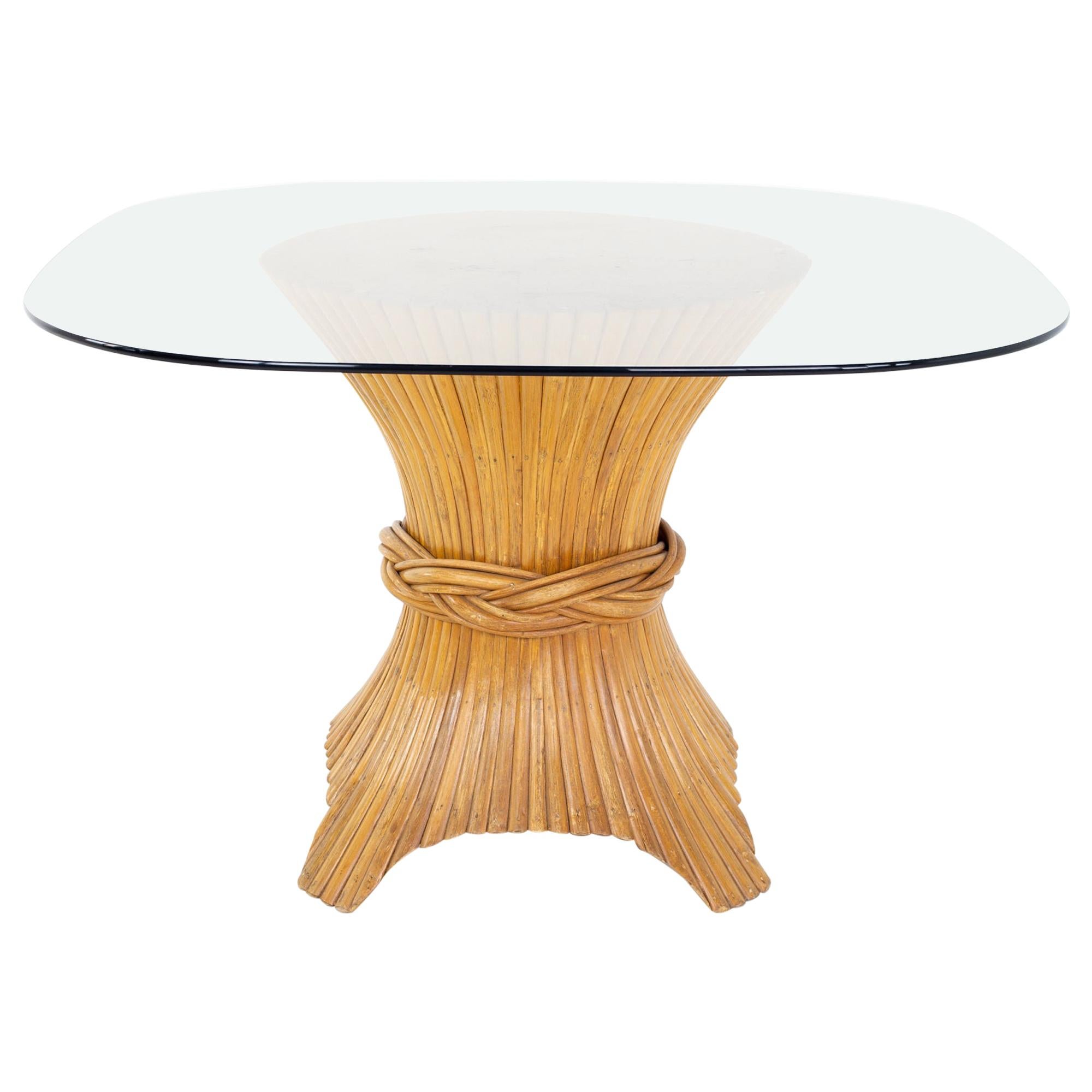 McGuire Mid Century Bamboo Sheath Glass Dining Table