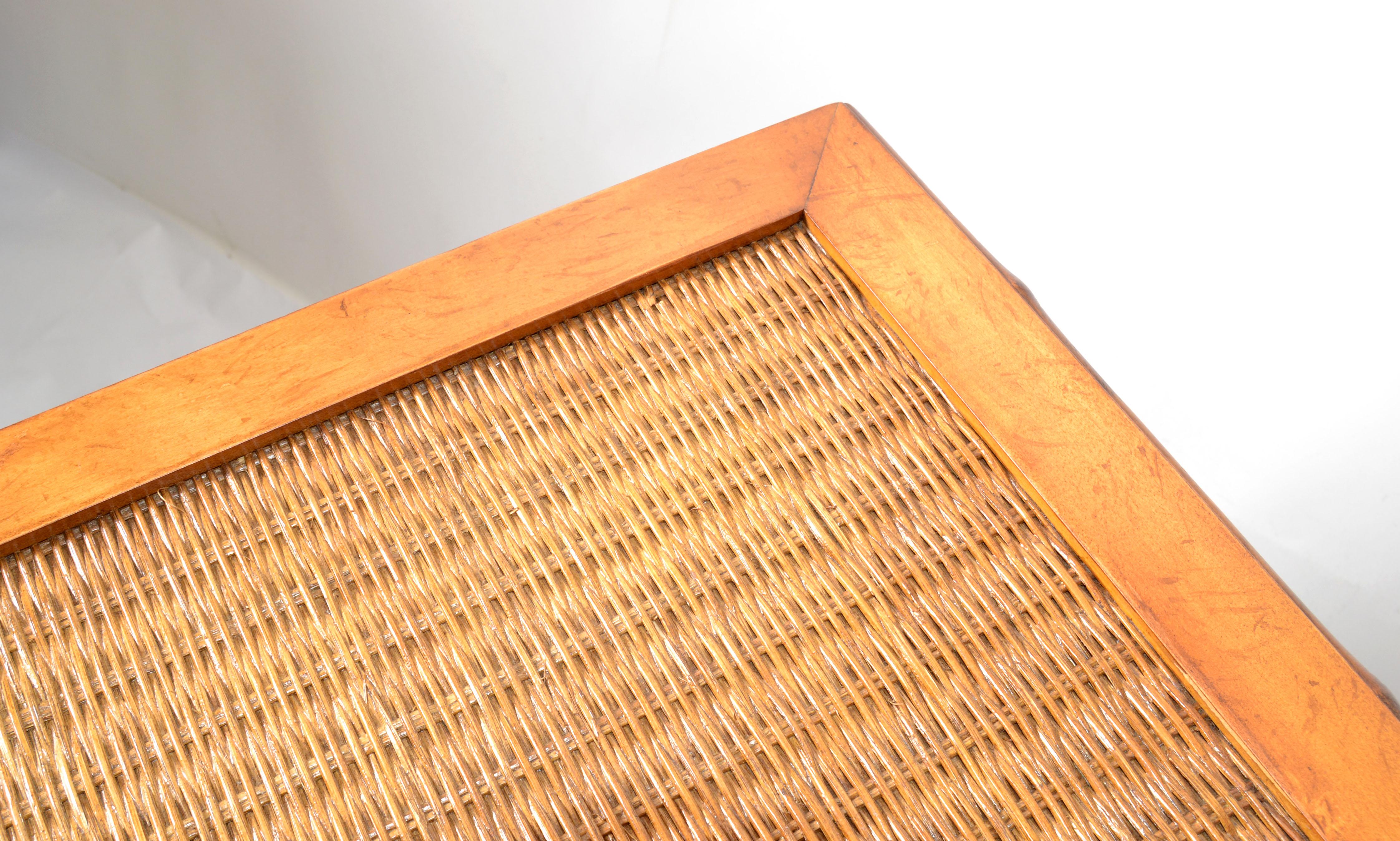 McGuire Mid-Century Modern Bentwood Bamboo & Handwoven Cane Top, Writing Desk In Good Condition In Miami, FL