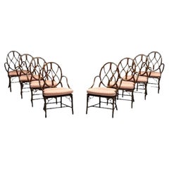 McGuire, Mid-Century Modern, Eight Dining Chairs, Bamboo, Rattan, 20th C.