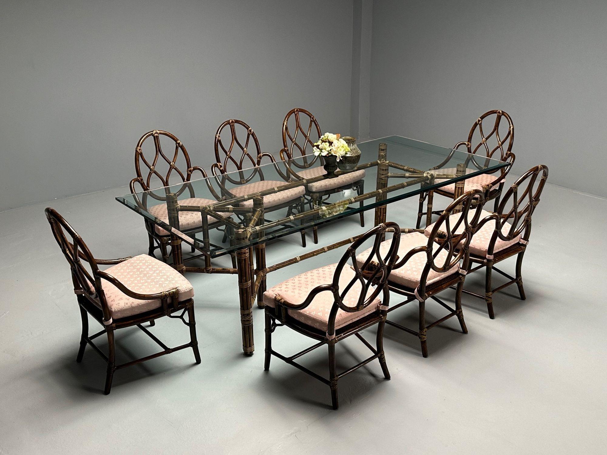 McGuire, table de salle à manger en verre, bambou, rotin, moderne du milieu du siècle, 1970 Bon état - En vente à Manhasset, NY