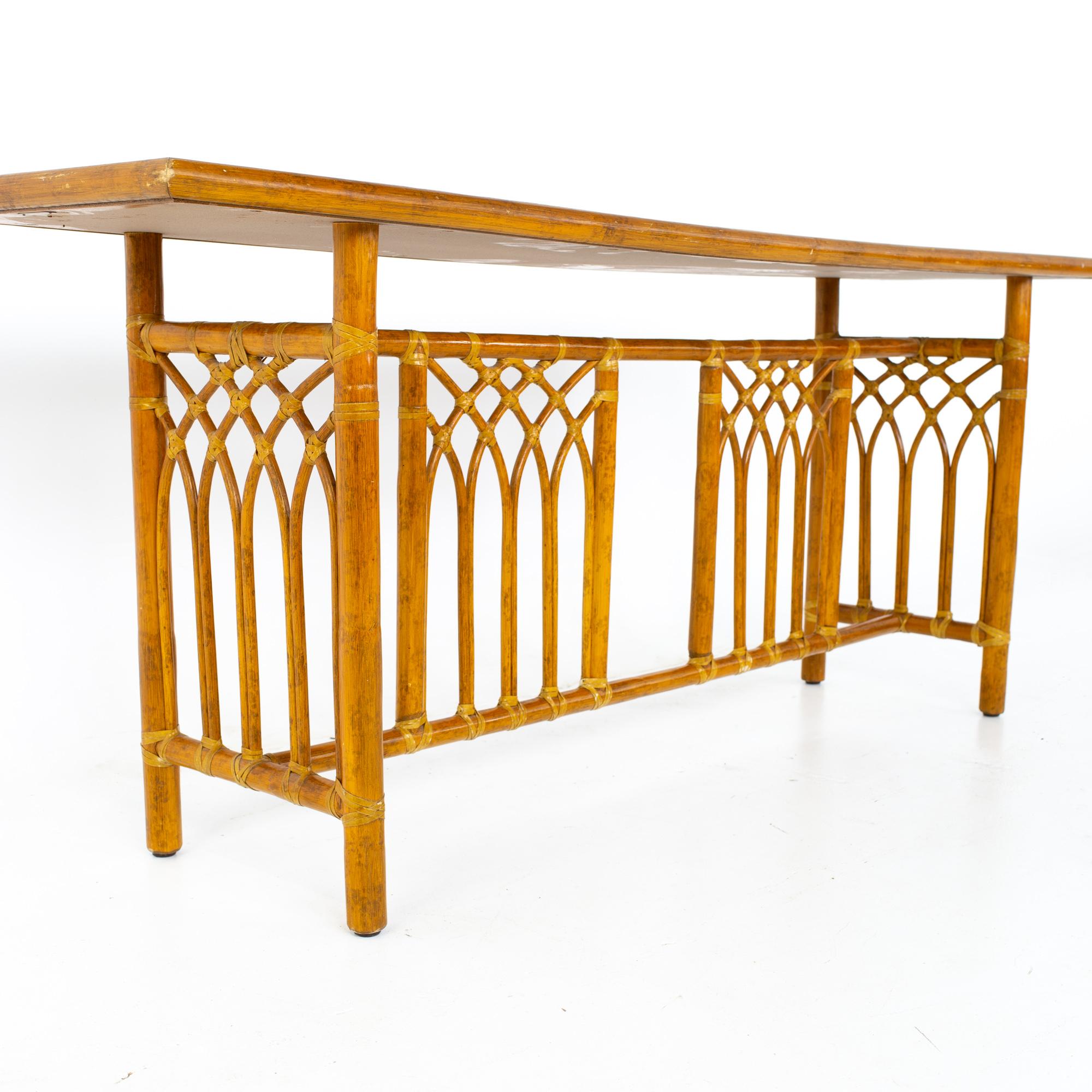 American McGuire Mid Century Rattan Console Table