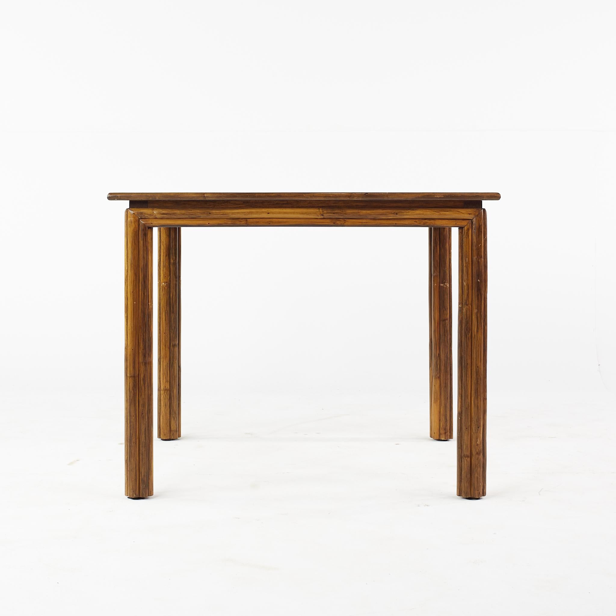 Mid-Century Modern McGuire Mid Century Walnut and Rattan Square Dining Table