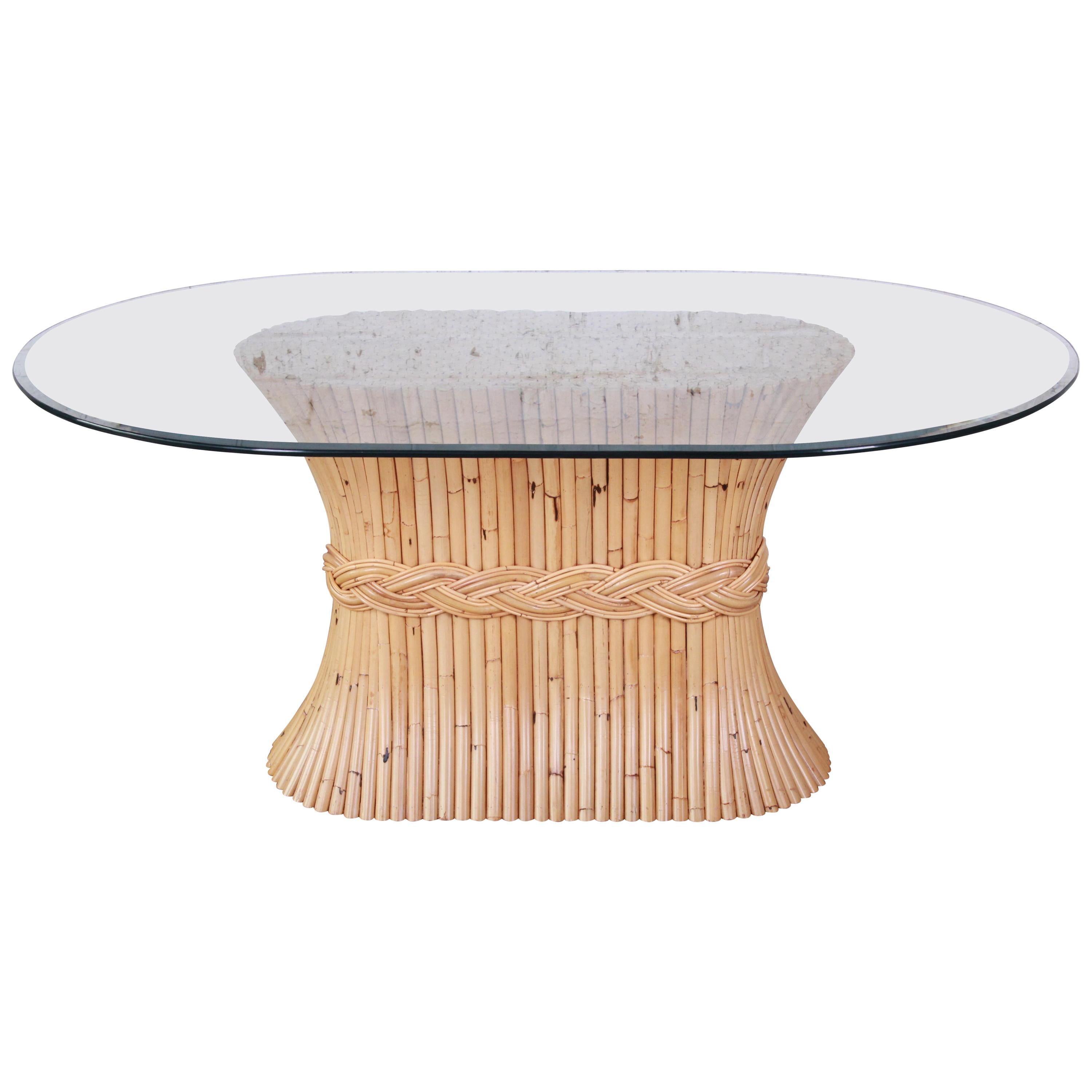McGuire Midcentury Bamboo Pedestal Dining Table