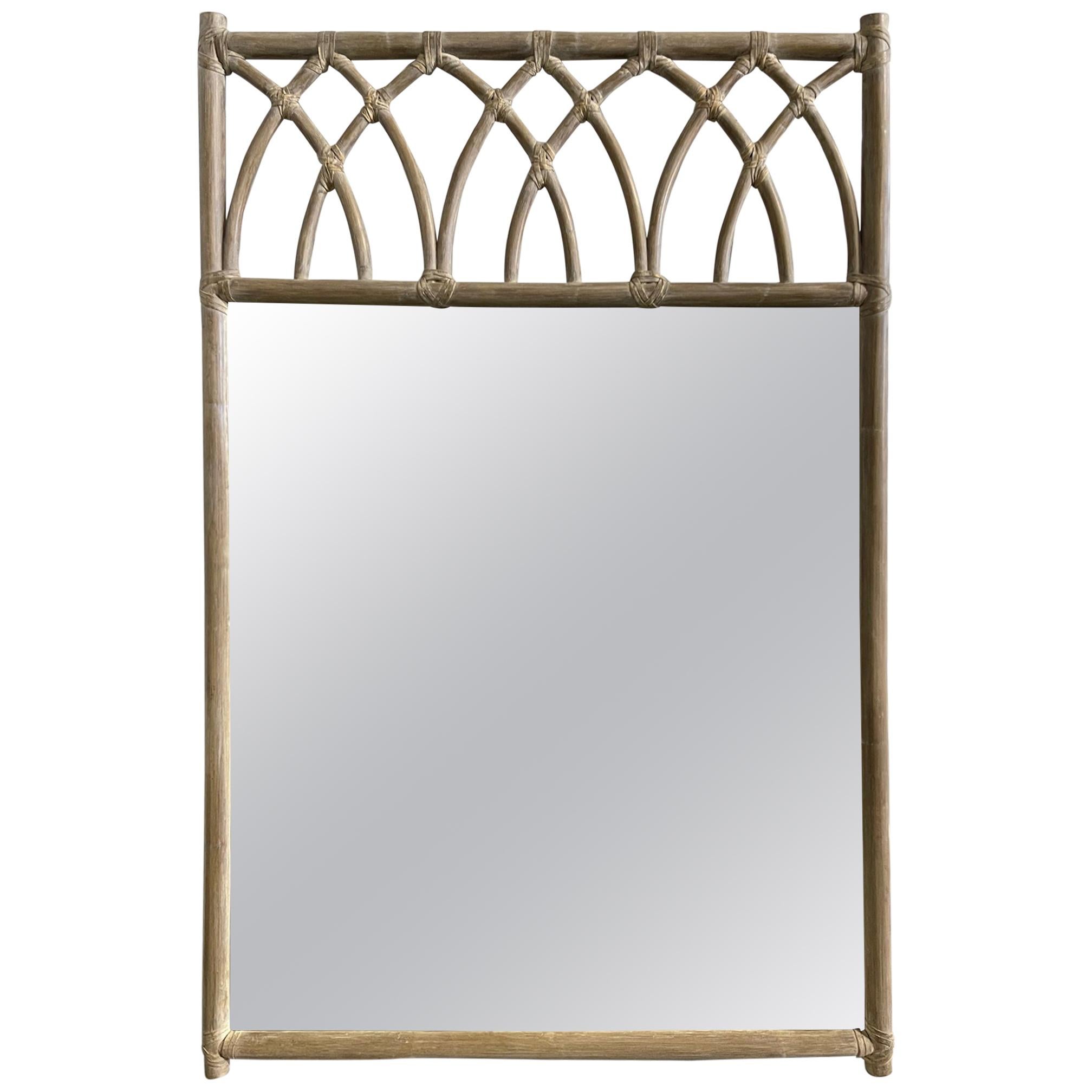 McGuire Midcentury Lacquered Bamboo Mirror
