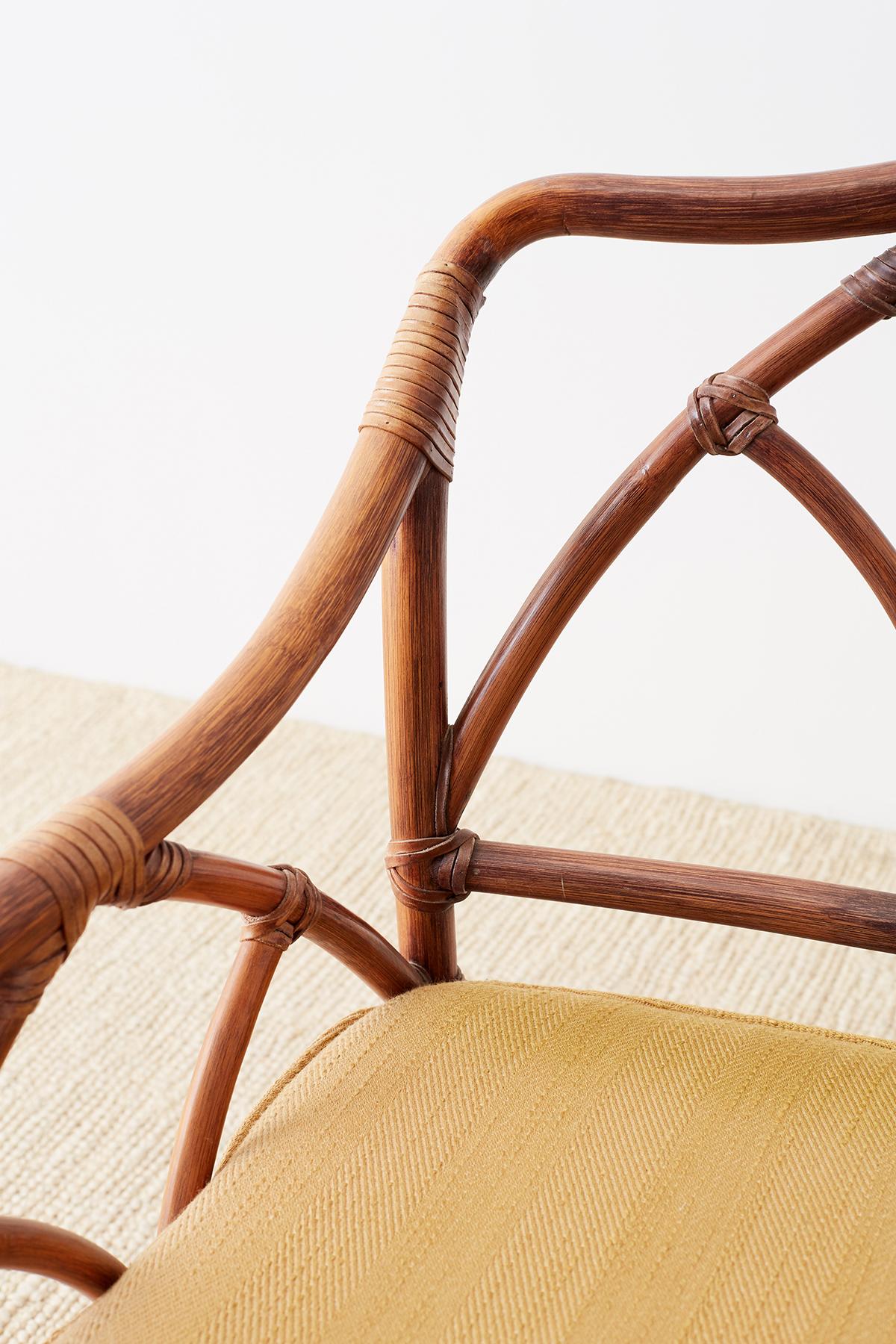 Leather McGuire Midcentury Organic Bamboo Rattan Sofa