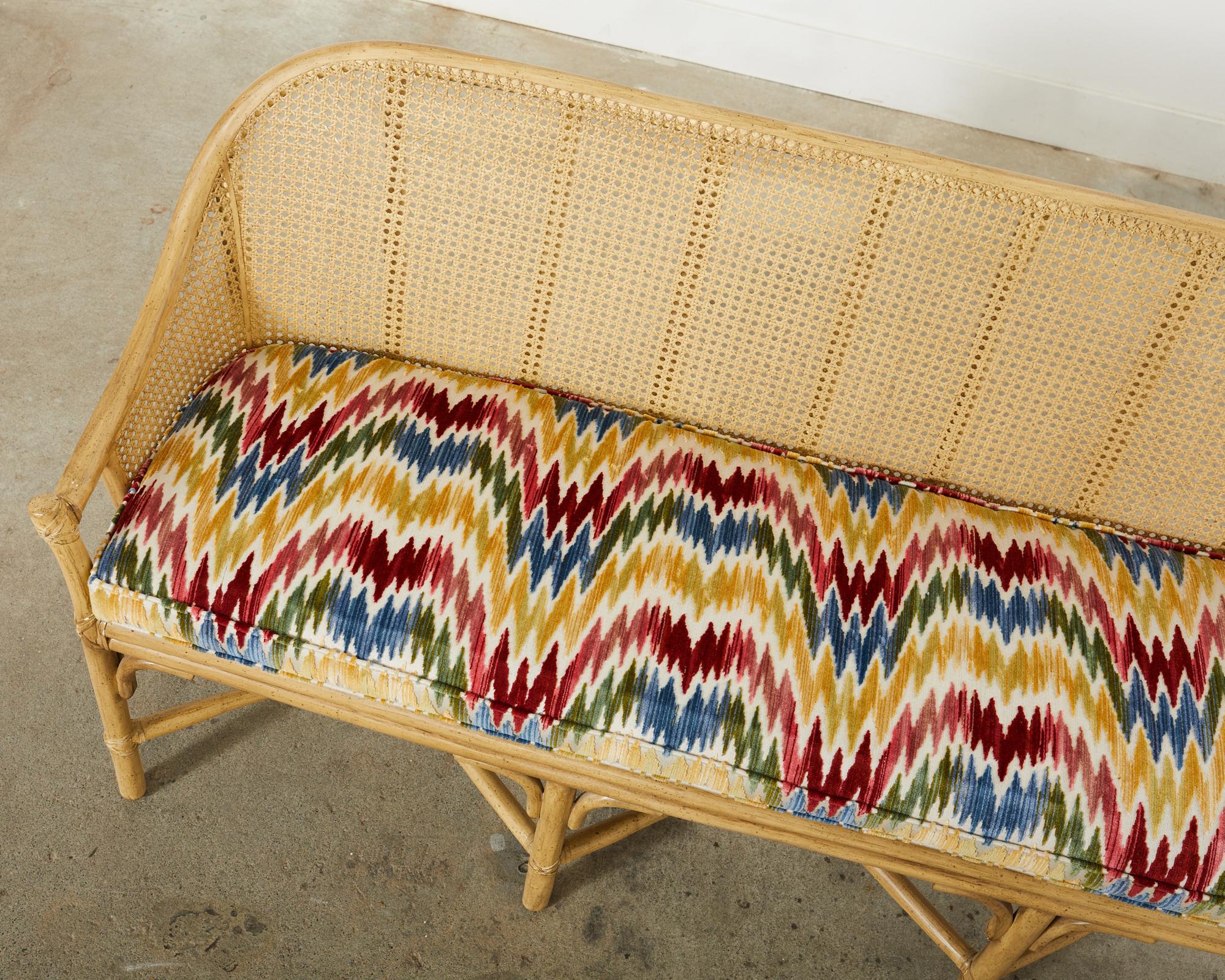 McGuire Midcentury Organic Modern Rattan Cane Settee In Good Condition For Sale In Rio Vista, CA
