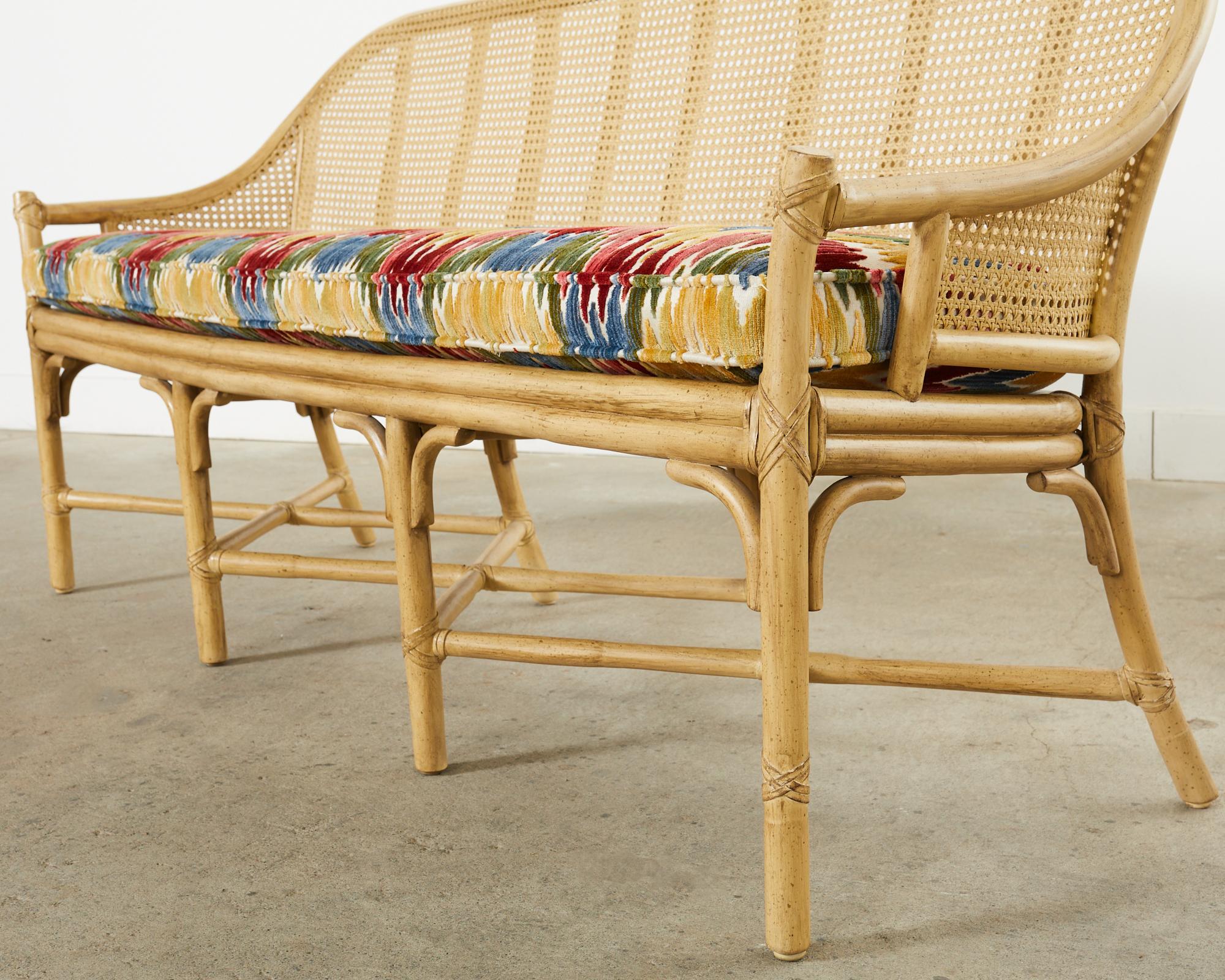 McGuire Midcentury Organic Modern Rattan Cane Settee 2