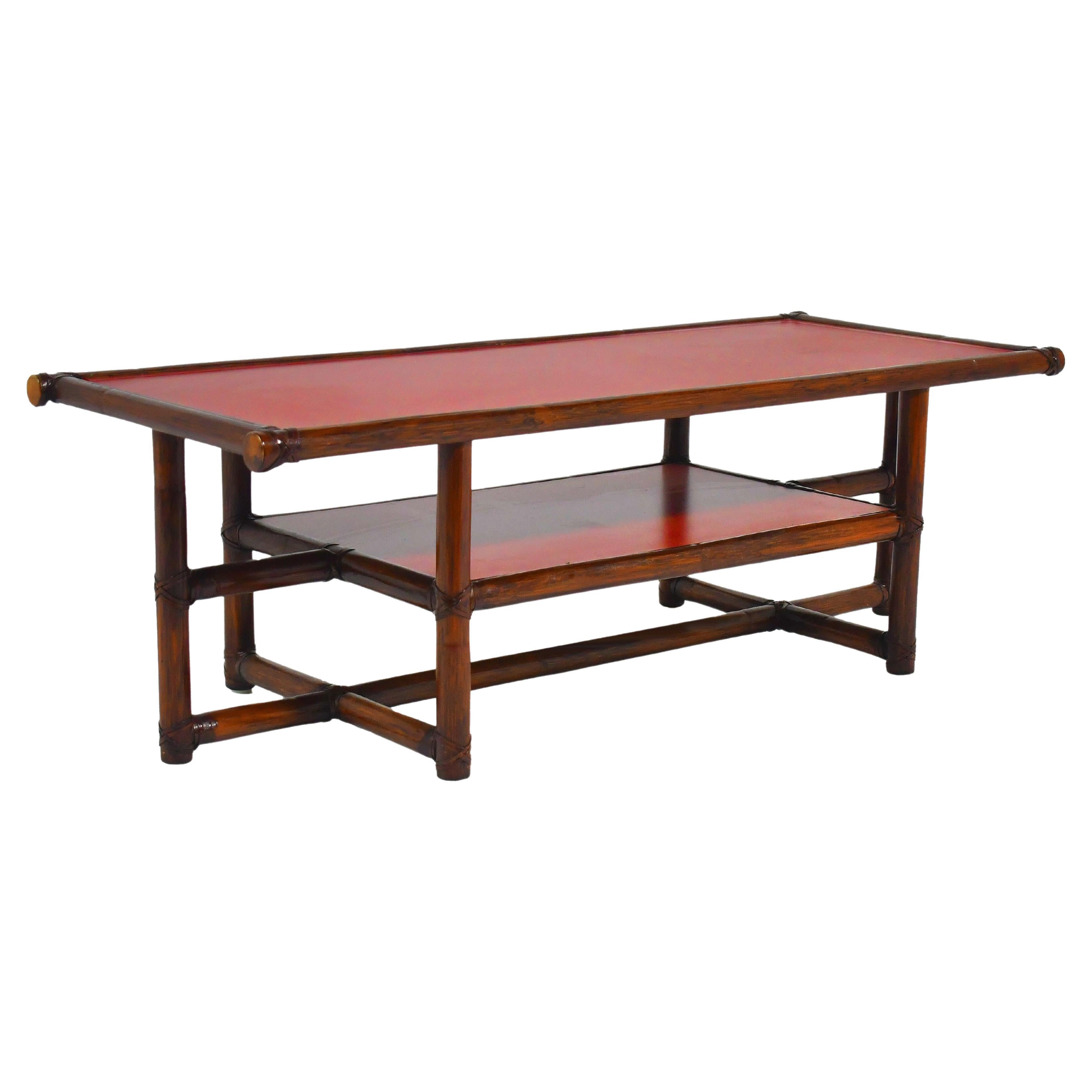 McGuire Model 69 Rattan Coffee Table For Sale