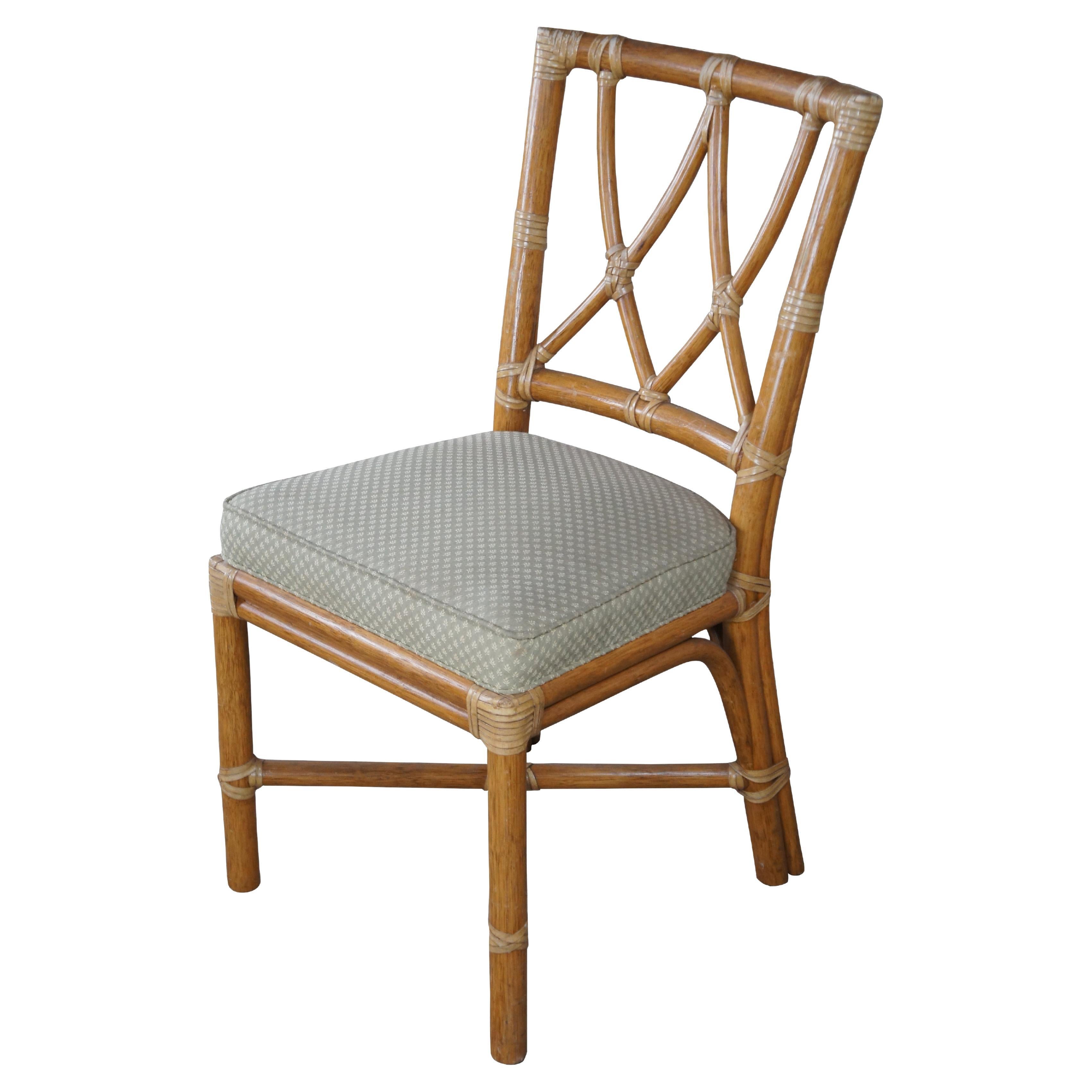 McGuire Modern Boho Chic Bamboo & Rattan Side Accent Dining Chair
