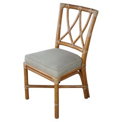 McGuire Modern Boho Chic Bamboo & Rattan Side Accent Dining Chair