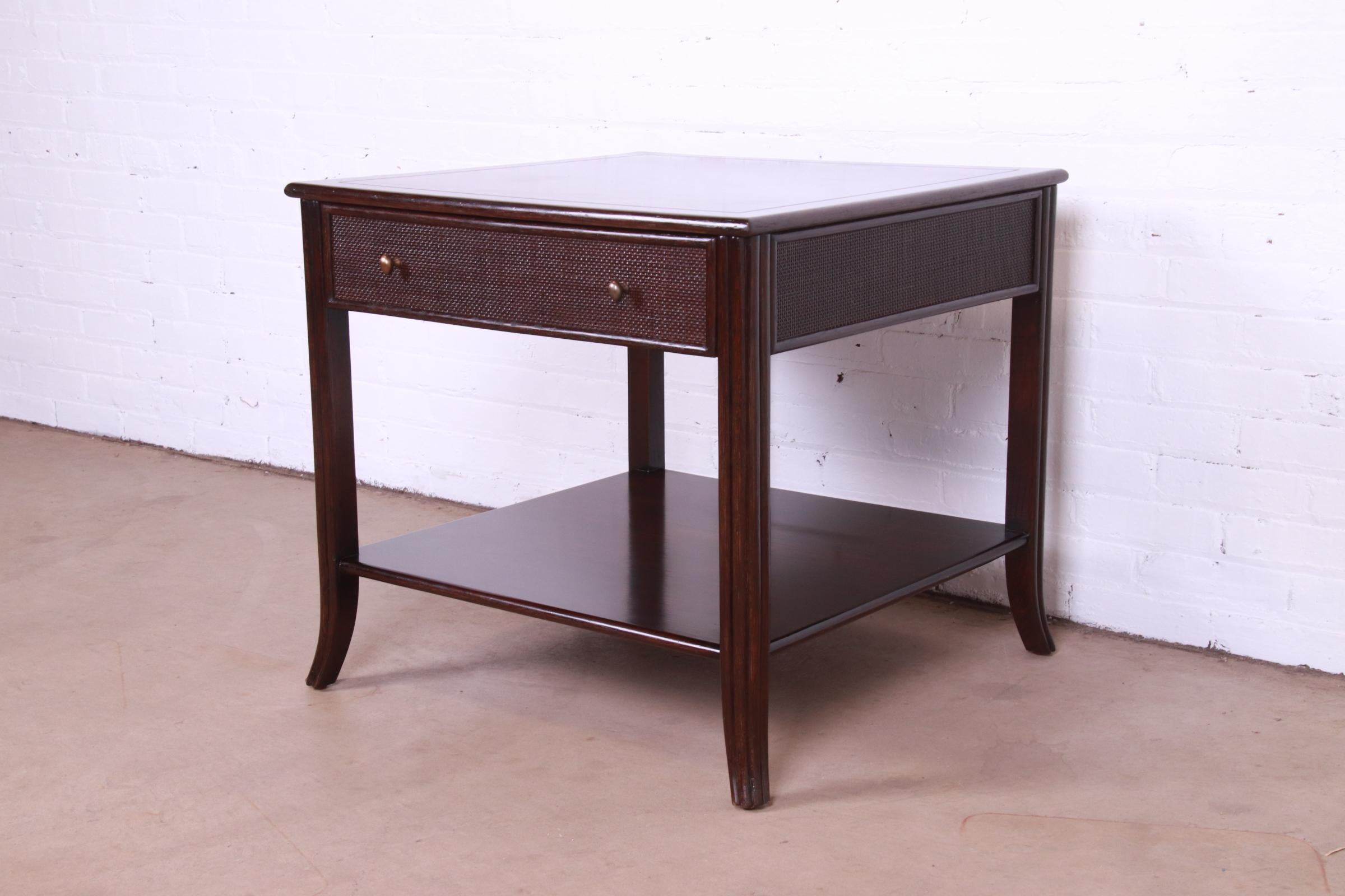 20th Century McGuire Modern Hollywood Regency Two-Tier Occasional Side Table For Sale