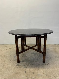 McGuire Natural Bamboo and Black Marble Top Dining Table, 1970s