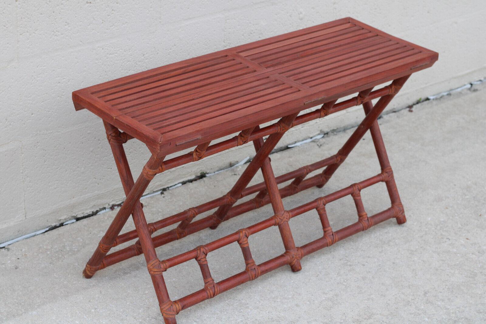 McGuire Oak, Rattan and Rawhide Folding Table or Bench For Sale 4