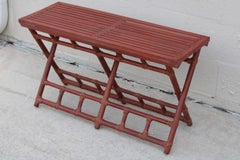 McGuire Oak, Rattan and Rawhide Folding Table or Bench