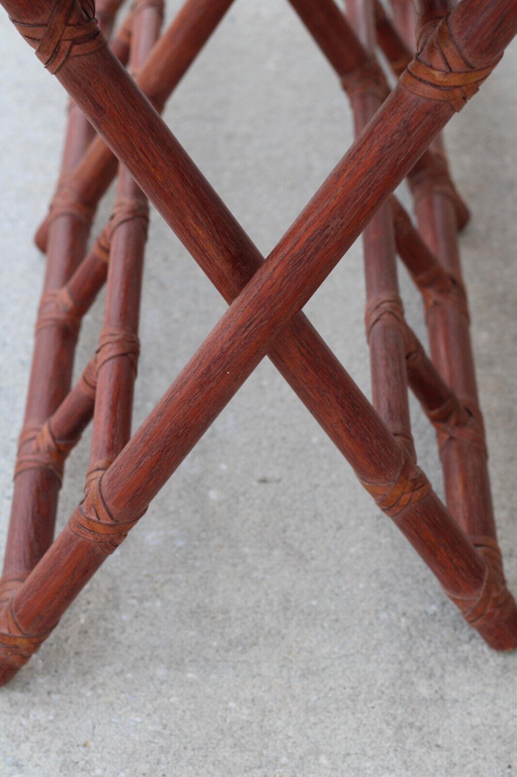 McGuire Oak, Rattan and Rawhide Folding Table or Bench In Good Condition For Sale In Vero Beach, FL