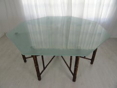 McGuire Octagonal Bamboo and Rattan Dining Table