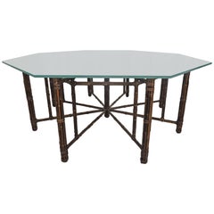 McGuire Octagonal Bamboo and Rattan Dining Table