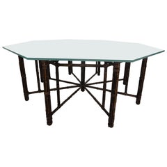 McGuire Octagonal Bamboo and Rattan Dining Table