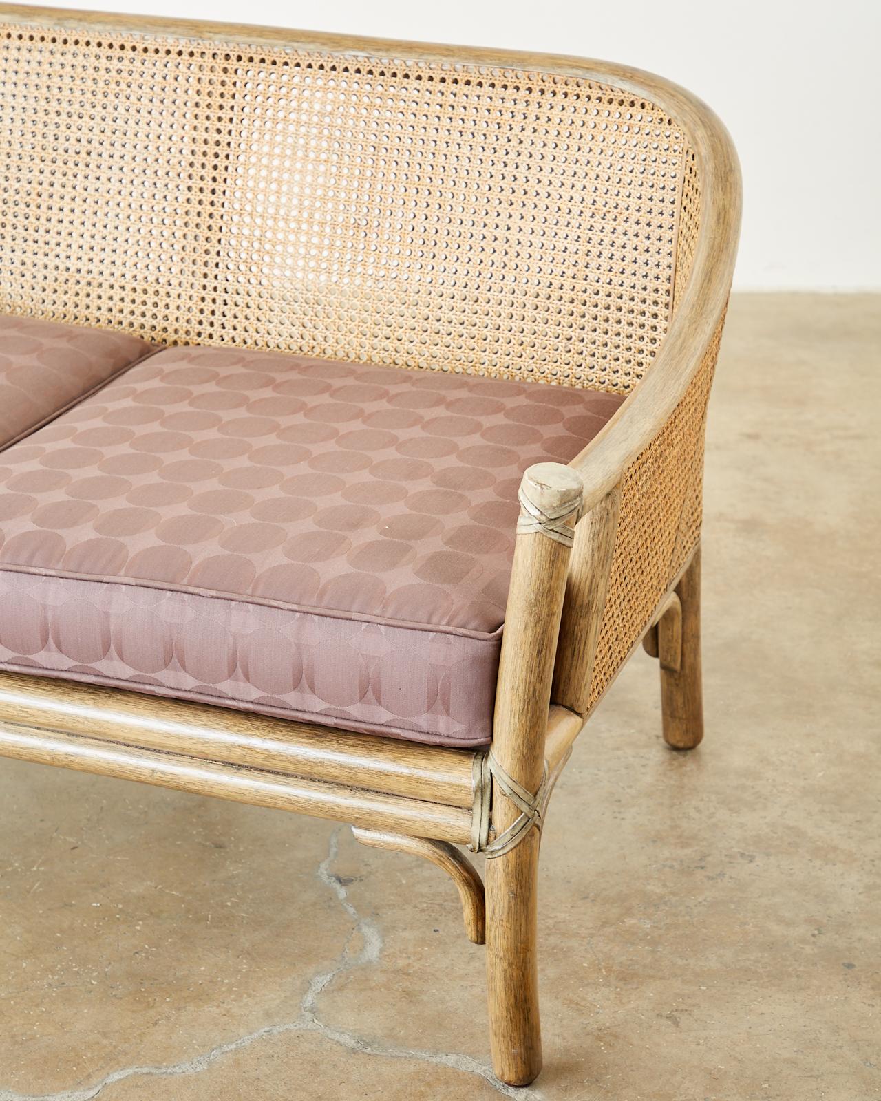 McGuire Organic Modern Bamboo Rattan Cane Settee For Sale at 1stDibs