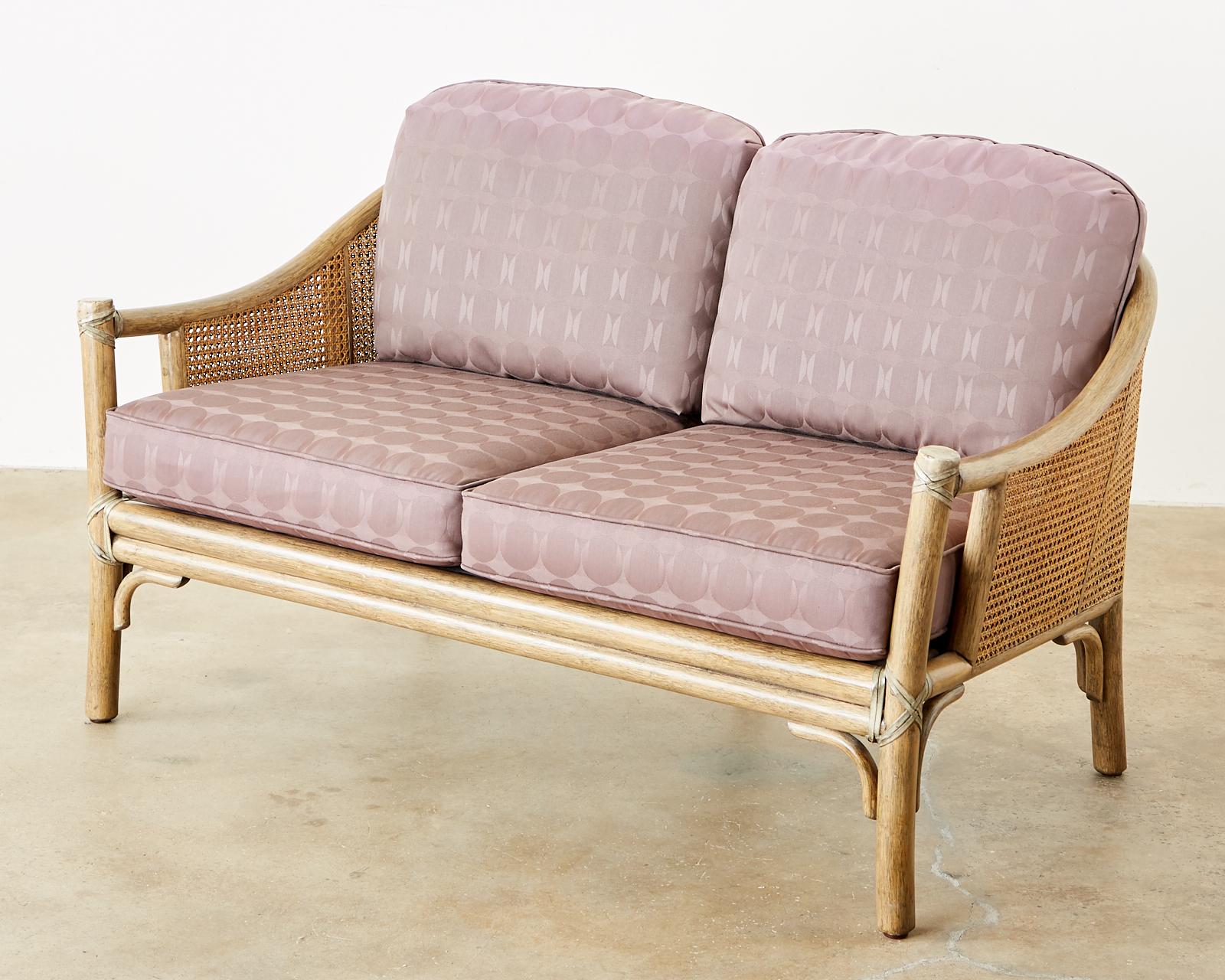 Hand-Crafted McGuire Organic Modern Bamboo Rattan Cane Settee