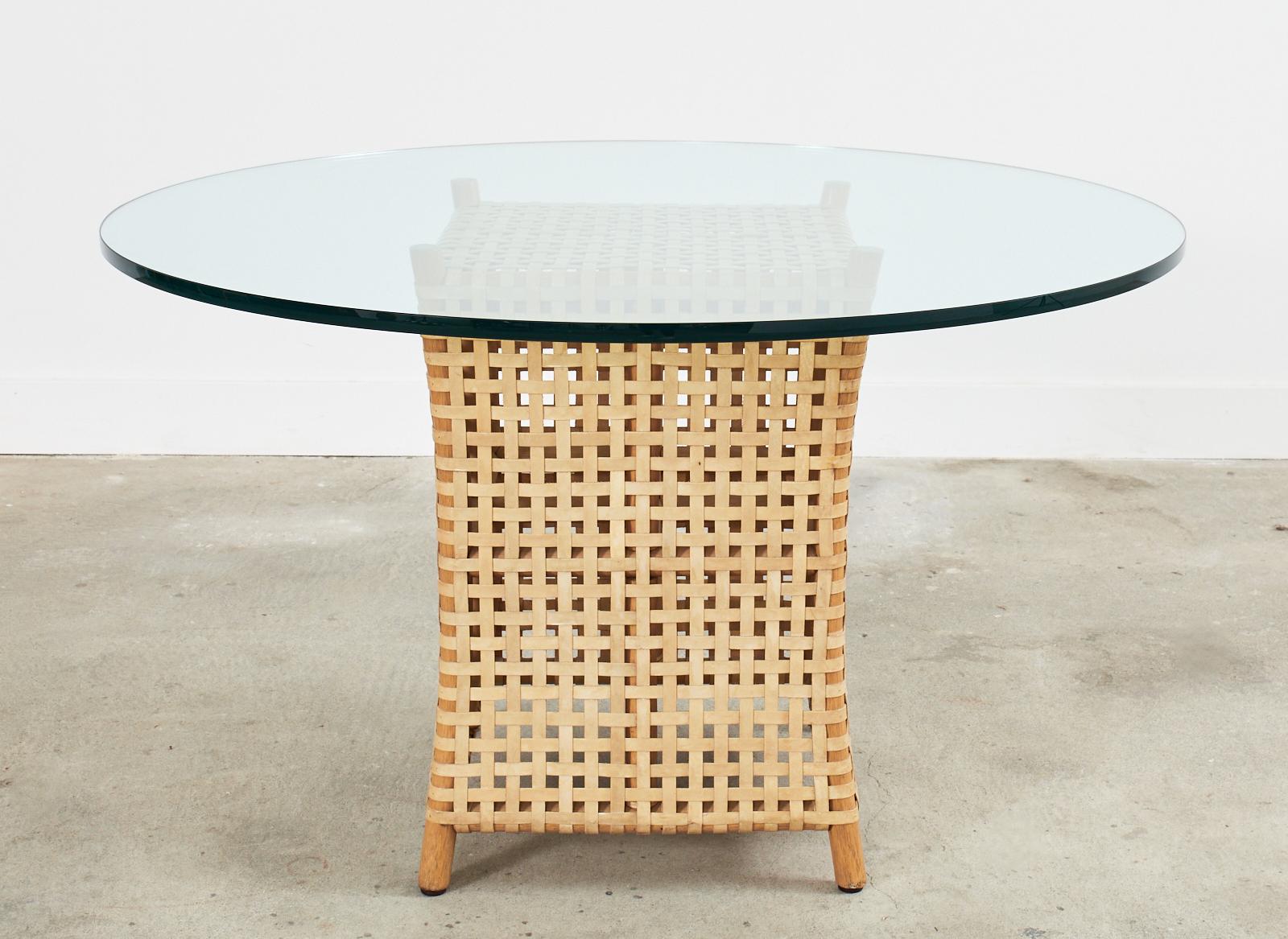 Hand-Crafted McGuire Organic Modern Antalya Woven Rawhide Dining Table
