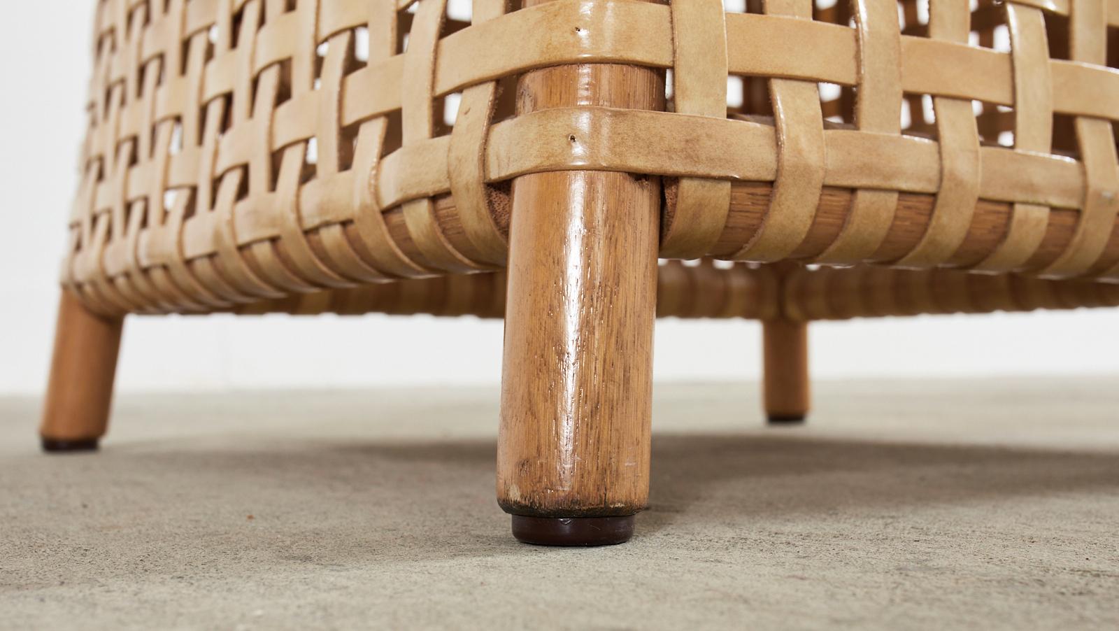 McGuire Organic Modern Antalya Woven Rawhide Dining Table In Good Condition In Rio Vista, CA