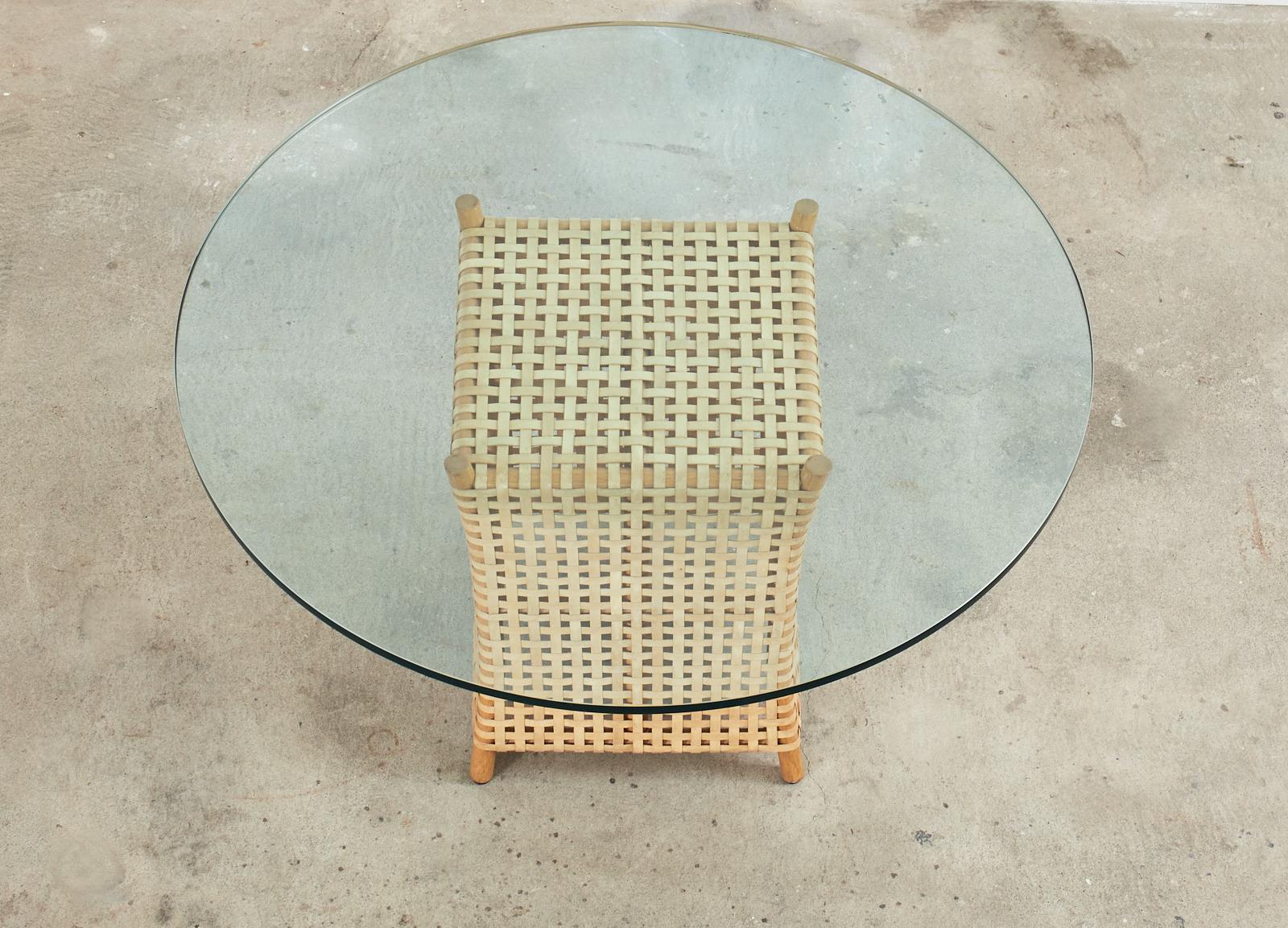 Leather McGuire Organic Modern Antalya Woven Rawhide Dining Table