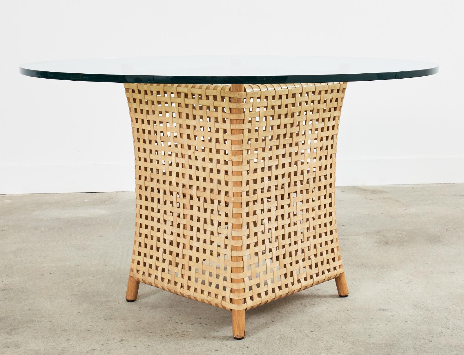 McGuire Organic Modern Antalya Woven Rawhide Dining Table 1
