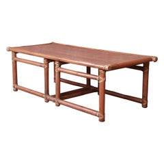 McGuire Organic Modern Bamboo and Mahogany Coffee Table, Circa 1960s