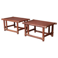 McGuire Organic Modern Bamboo and Mahogany Side Tables, Circa 1960s