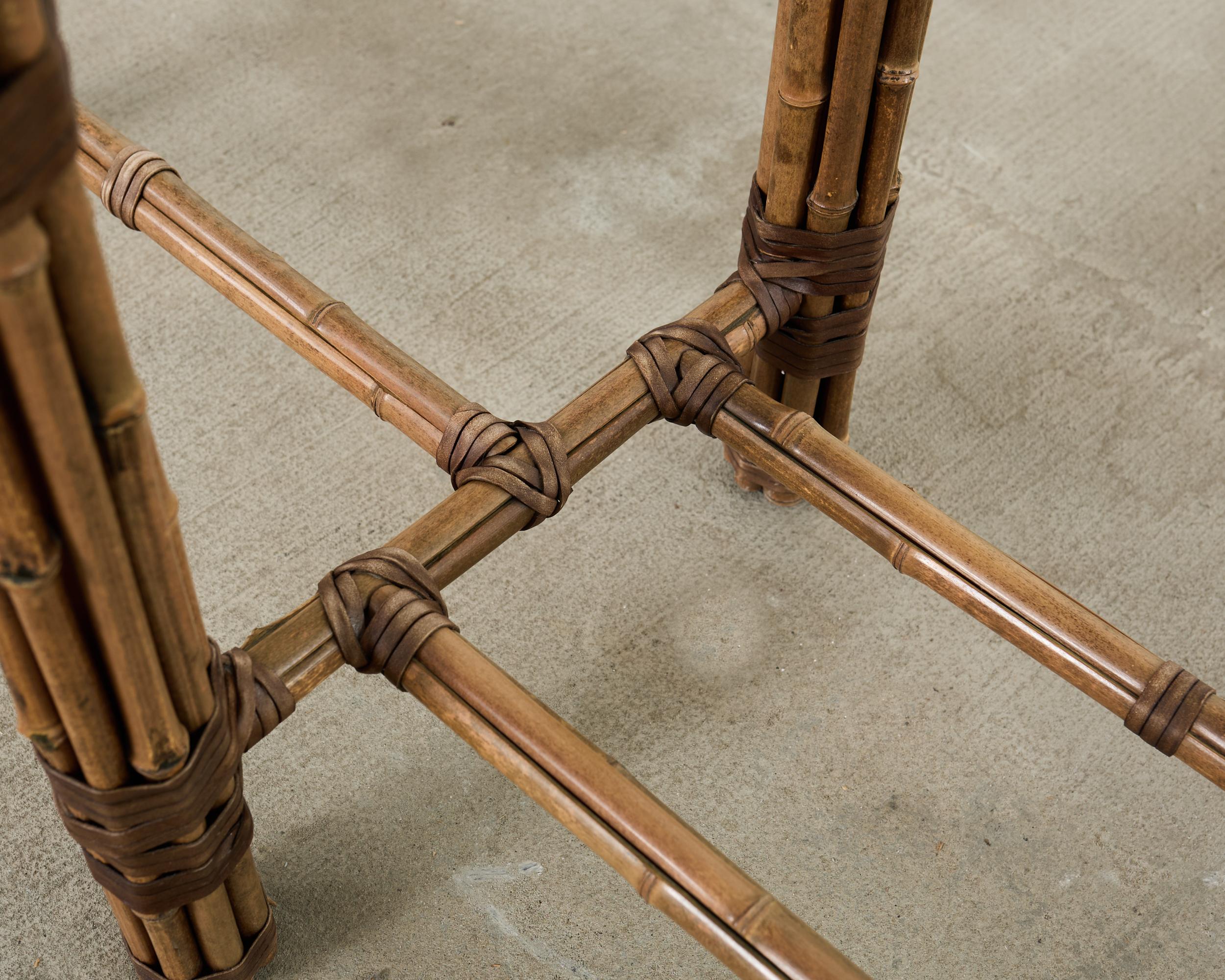 McGuire Organic Modern Bamboo Glass Console Table 8 Ft. For Sale 4