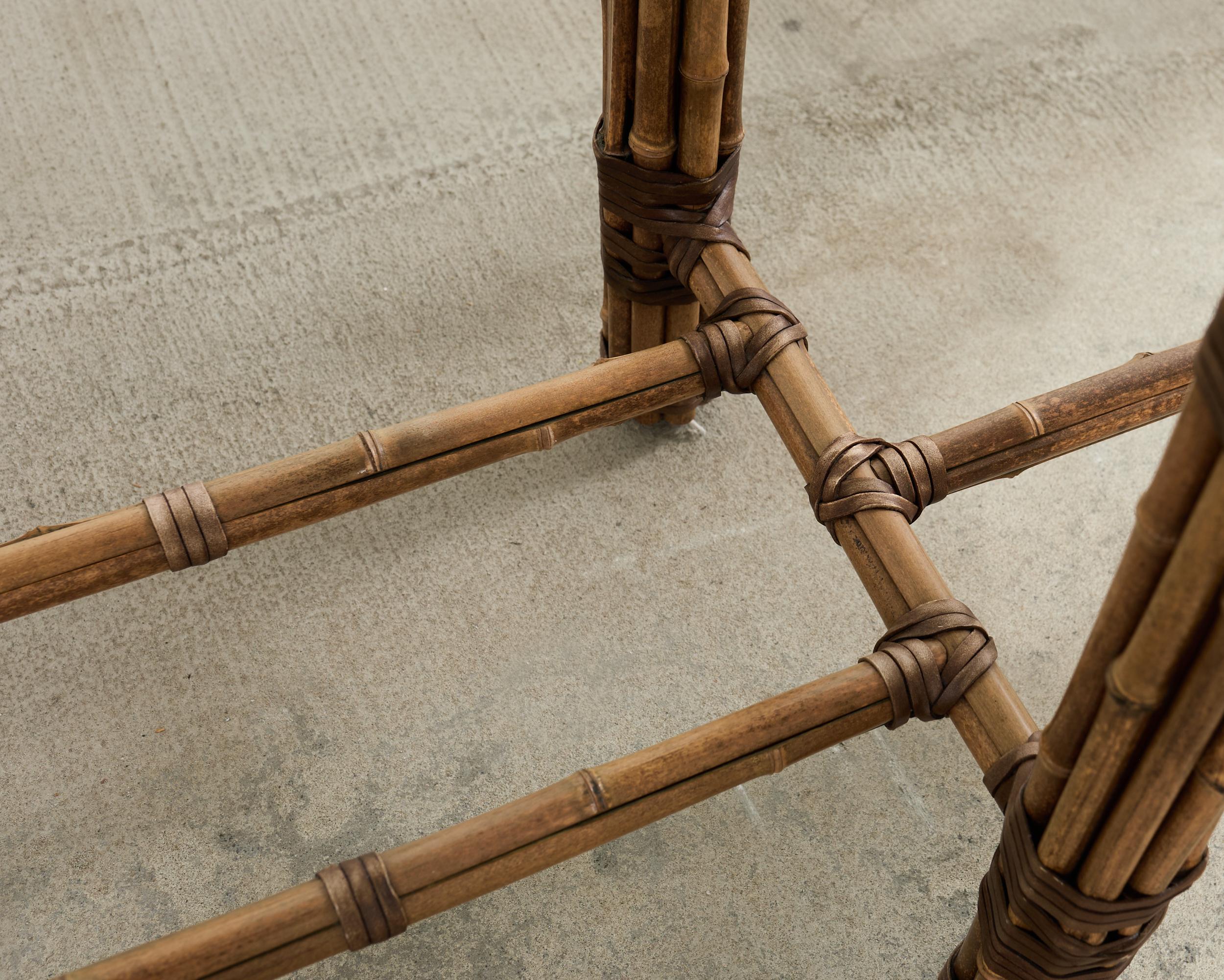 McGuire Organic Modern Bamboo Glass Console Table 8 Ft. For Sale 5