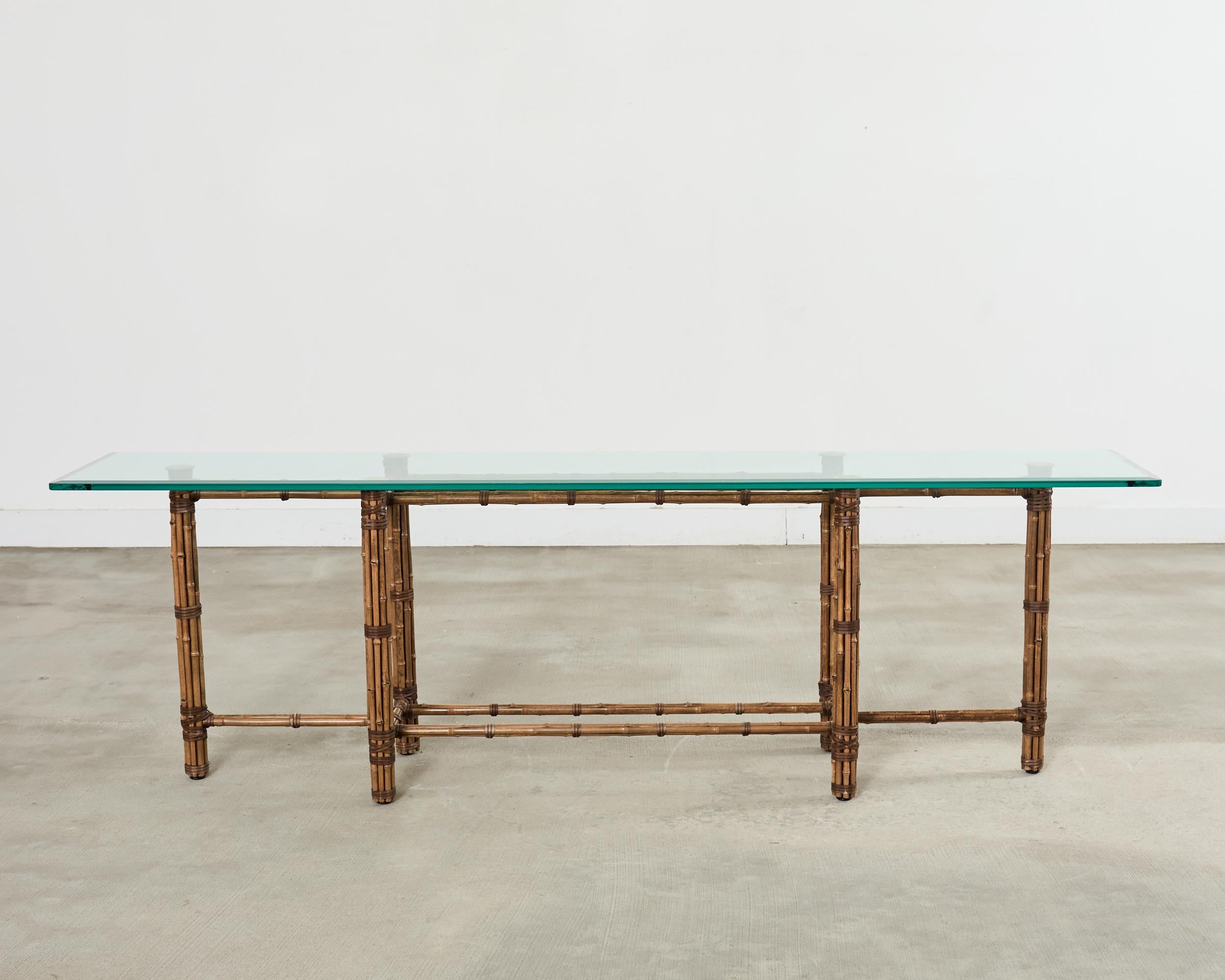 McGuire Organic Modern Bamboo Glass Console Table 8 Ft. For Sale 12