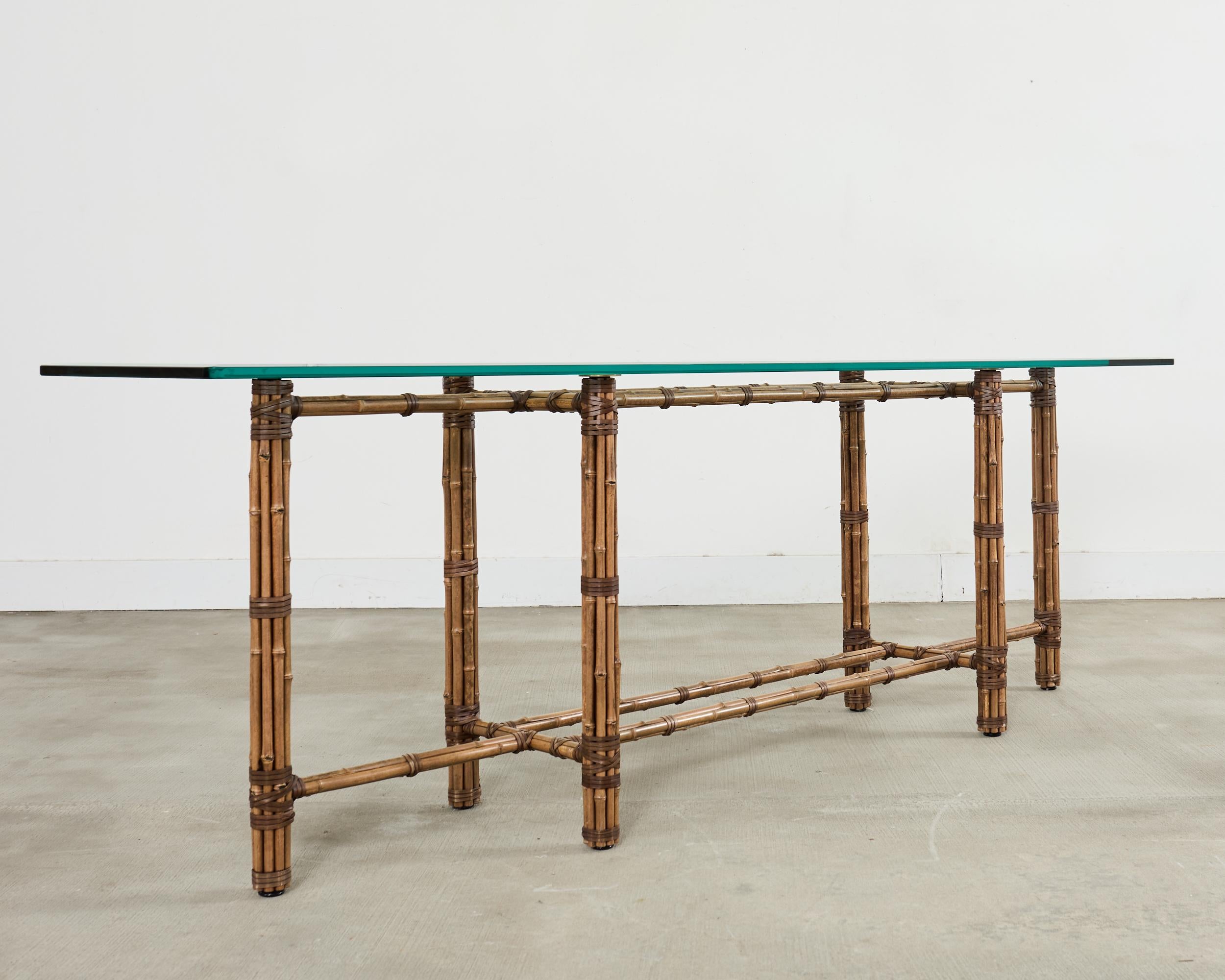 McGuire Organic Modern Bamboo Glass Console Table 8 Ft. In Good Condition For Sale In Rio Vista, CA
