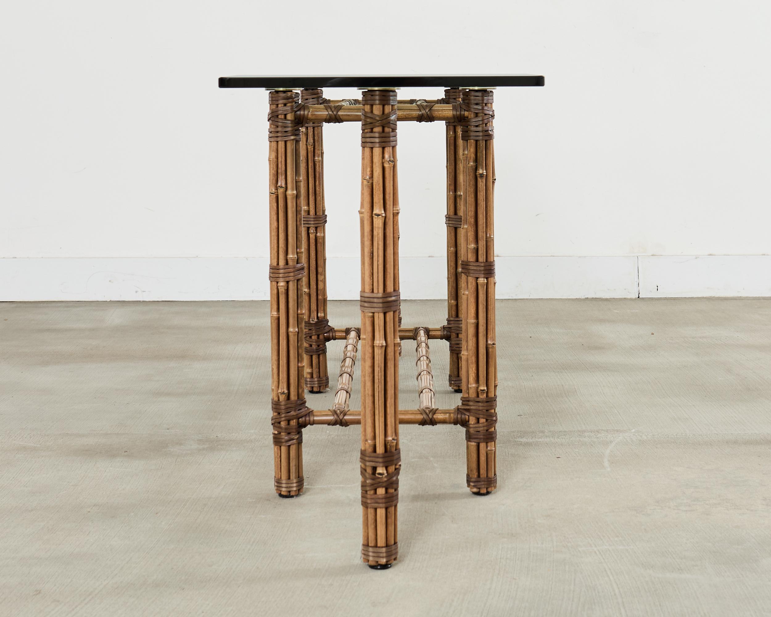 20th Century McGuire Organic Modern Bamboo Glass Console Table 8 Ft. For Sale