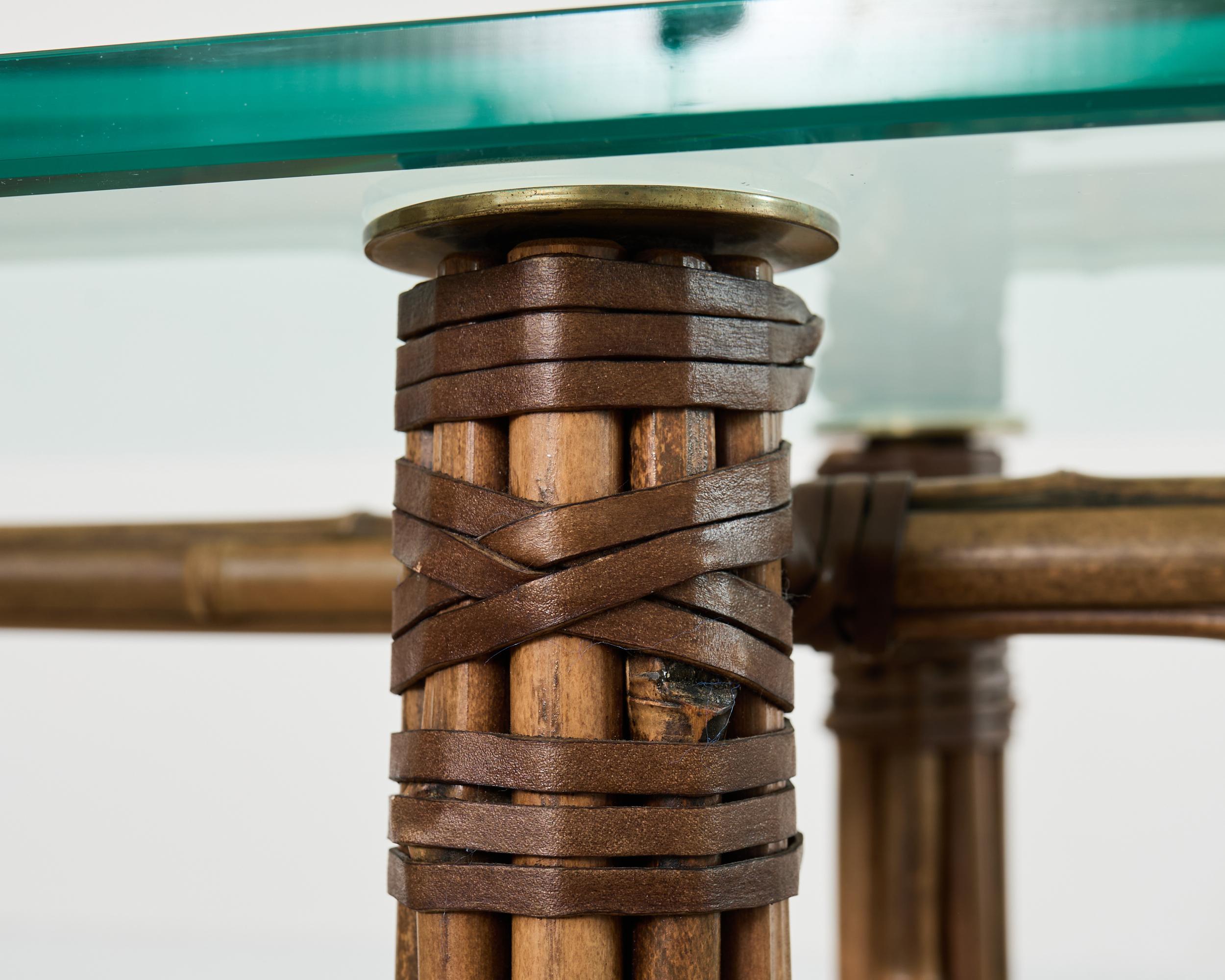 McGuire Organic Modern Bamboo Glass Console Table 8 Ft. For Sale 1