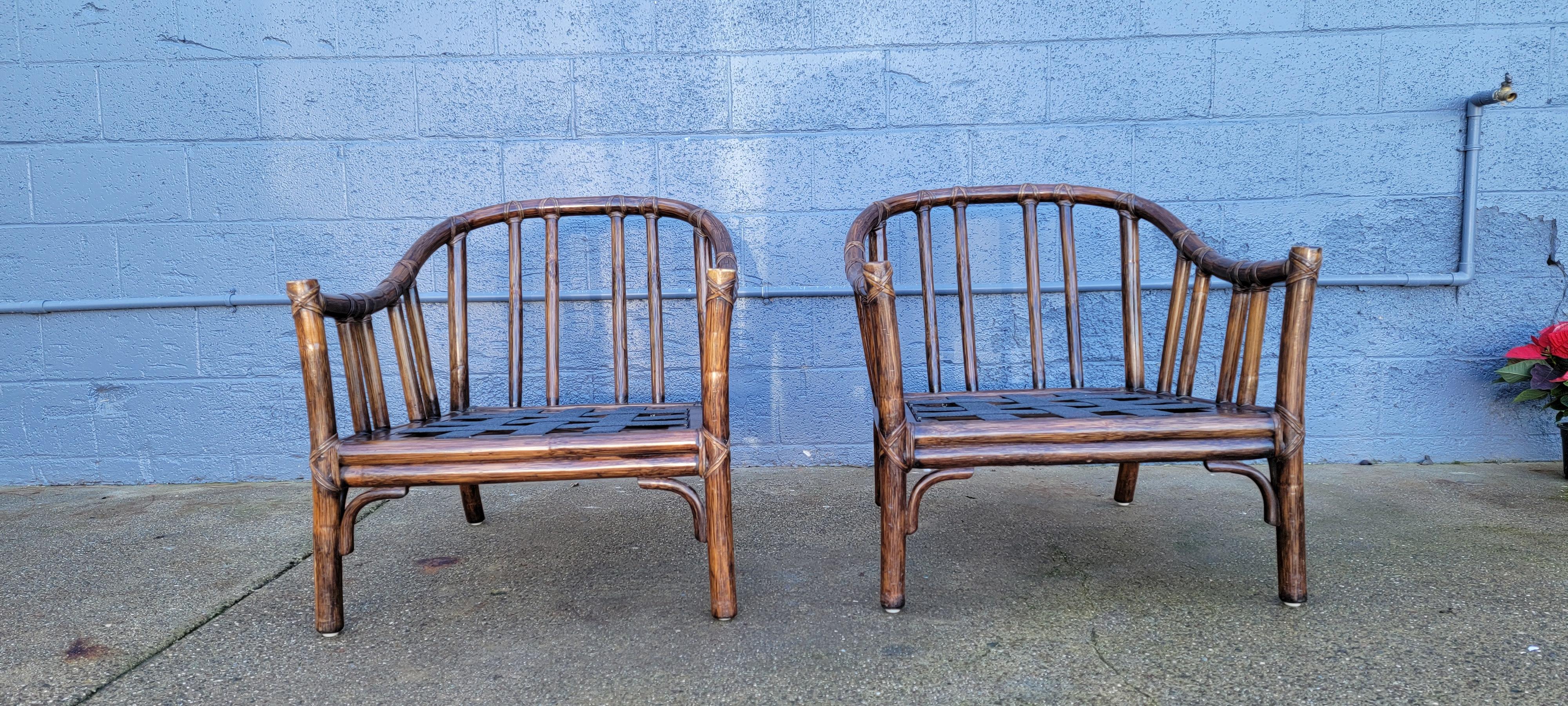 McGuire Furniture Rattan Bamboo Lounge Chairs a Pair 6